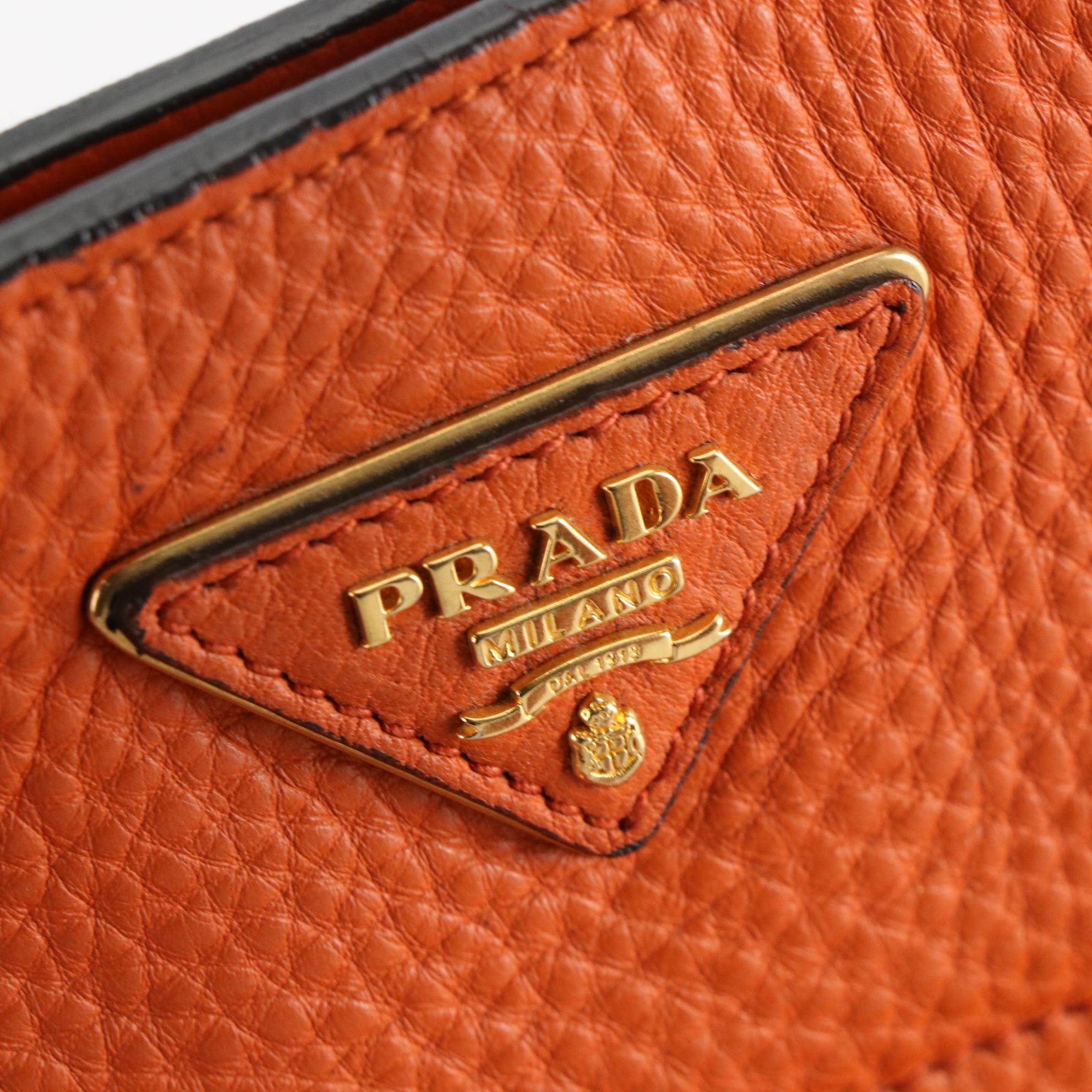 Prada Tote Bag BR5092 in Papaya Vitello Daino Leather