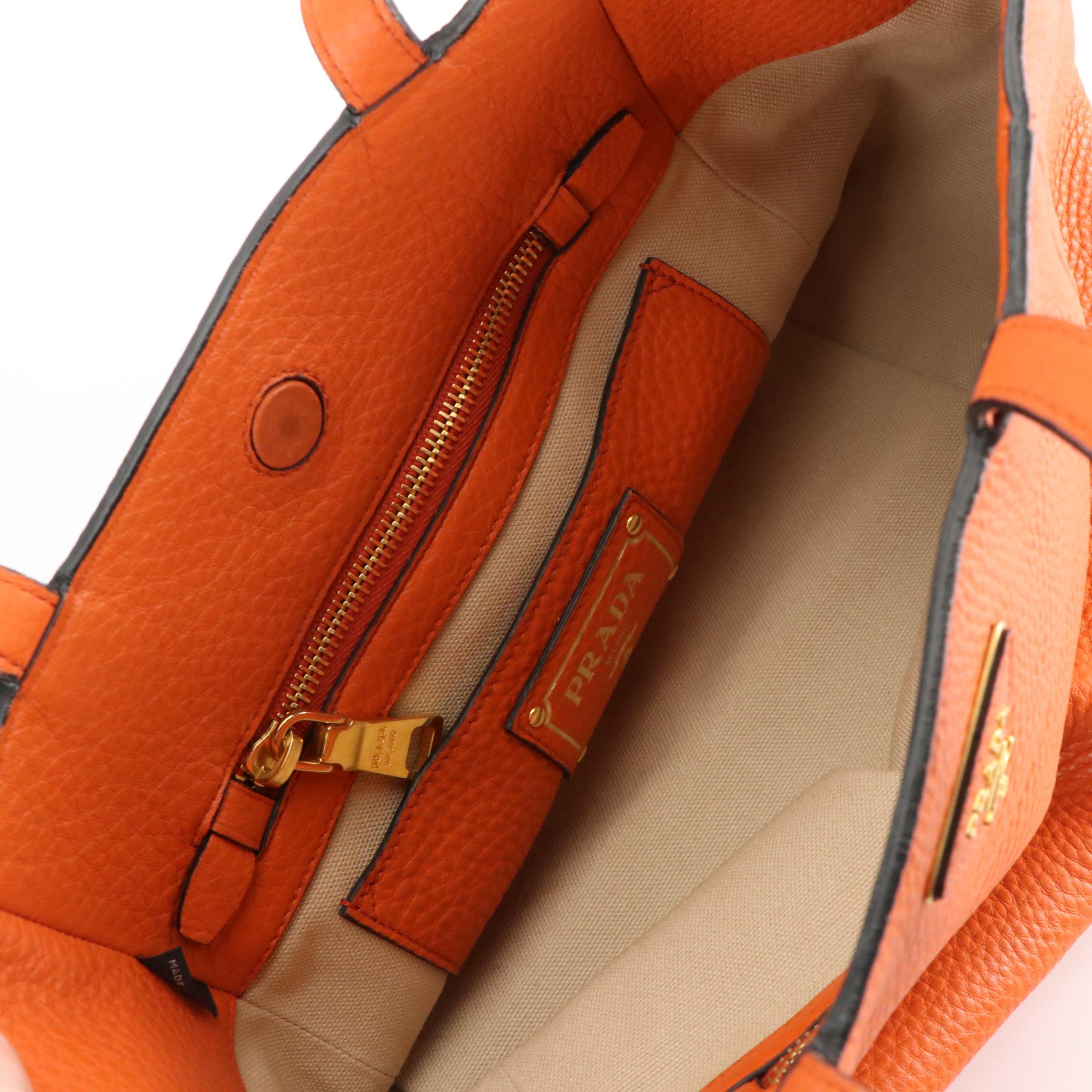 Prada Tote Bag BR5092 in Papaya Vitello Daino Leather