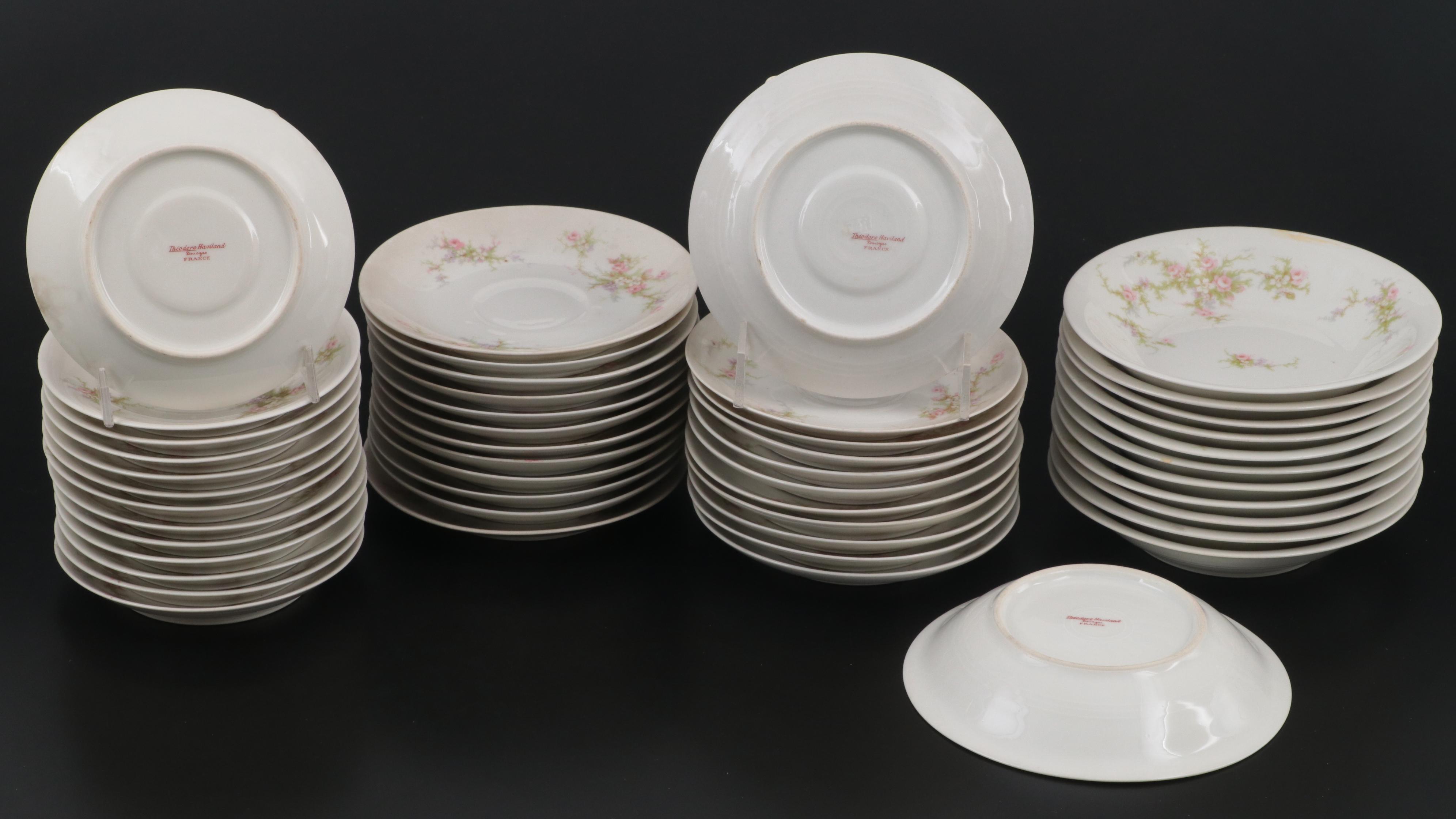 Haviland Limoges "Pink Spray" and Other Porcelain Tea Set and Dinnerware