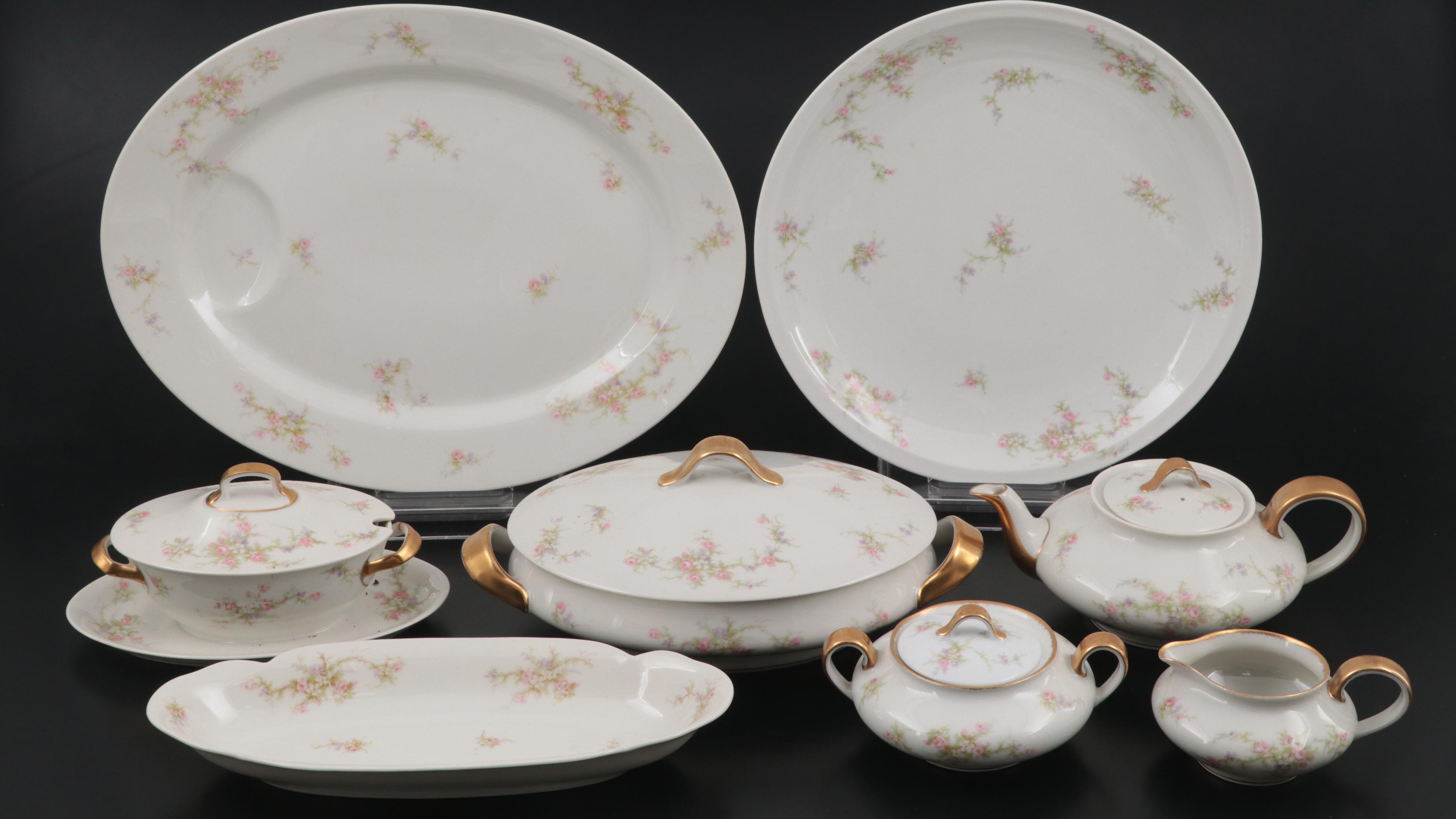 Haviland Limoges "Pink Spray" and Other Porcelain Tea Set and Dinnerware