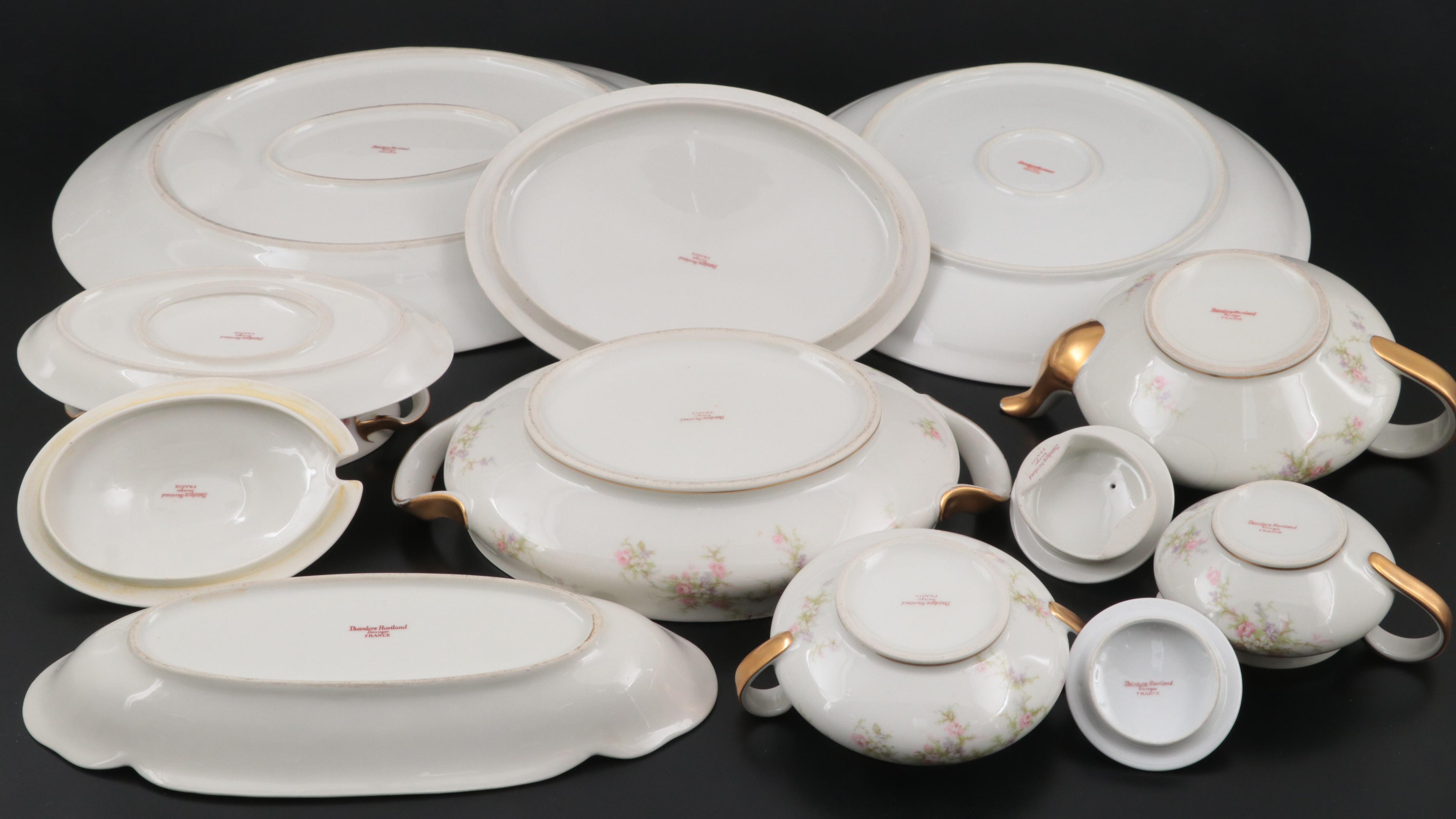 Haviland Limoges "Pink Spray" and Other Porcelain Tea Set and Dinnerware