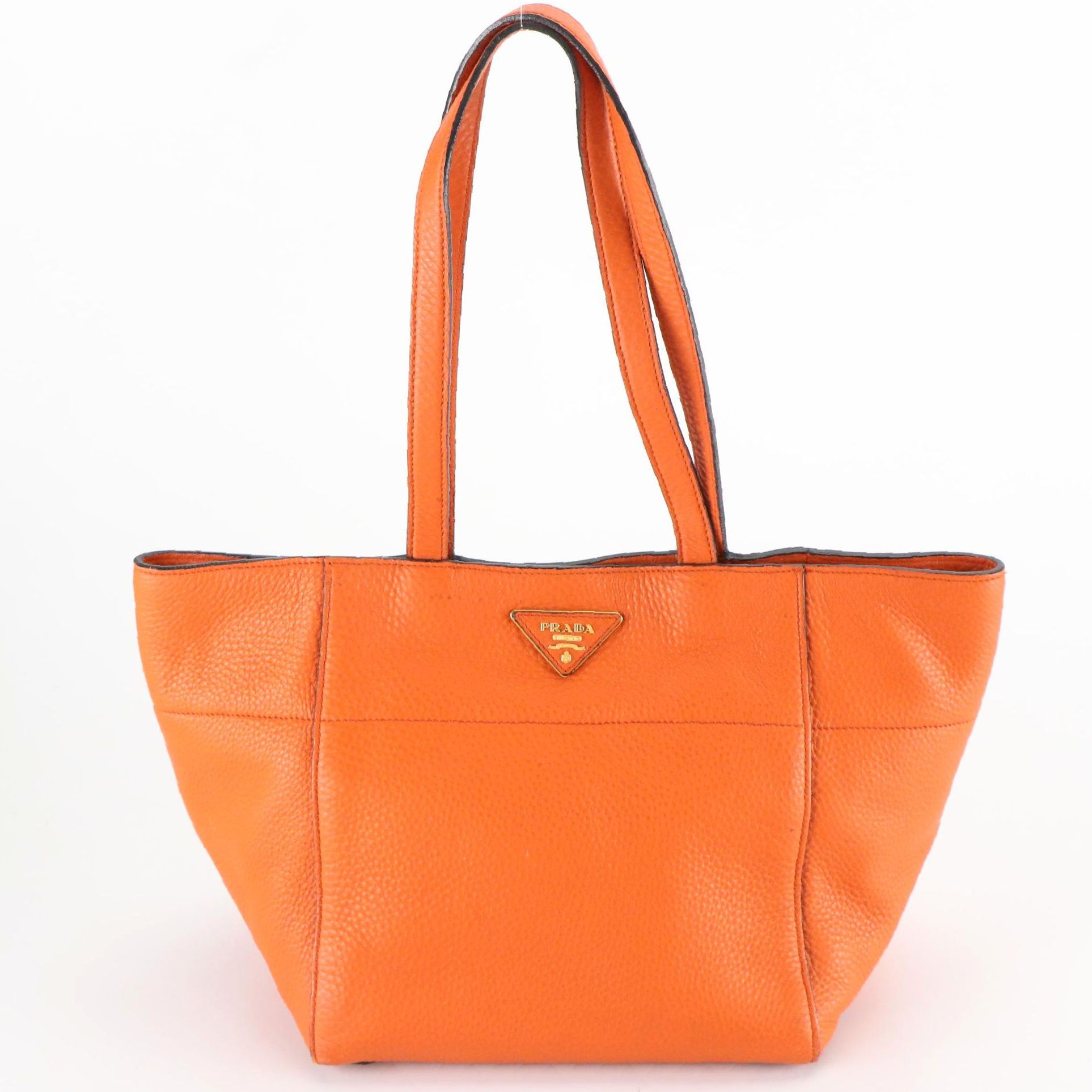 Prada Tote Bag BR5092 in Papaya Vitello Daino Leather