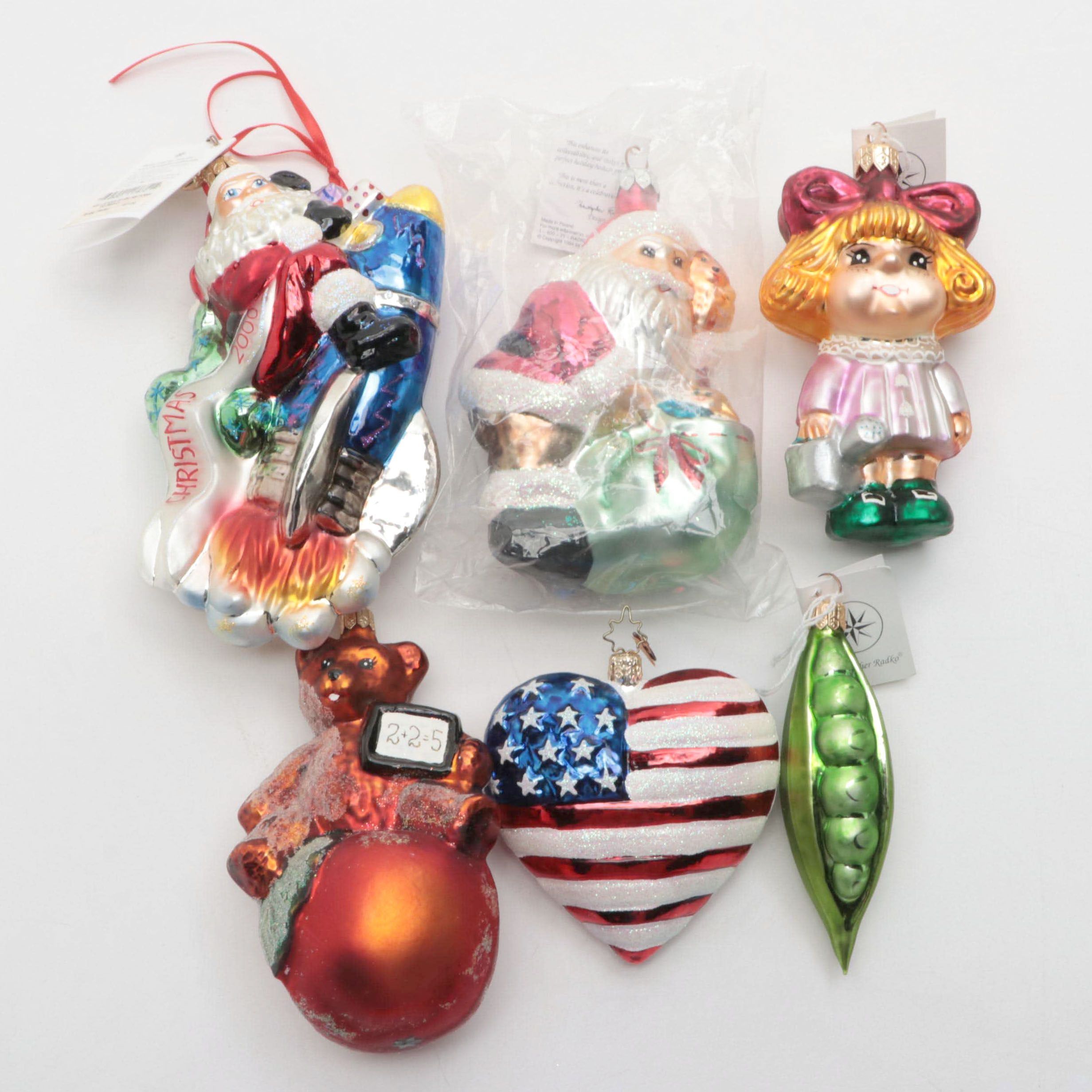 Christopher Radko Glass Ornaments Including "Millennium Blastoff," Late 20th C