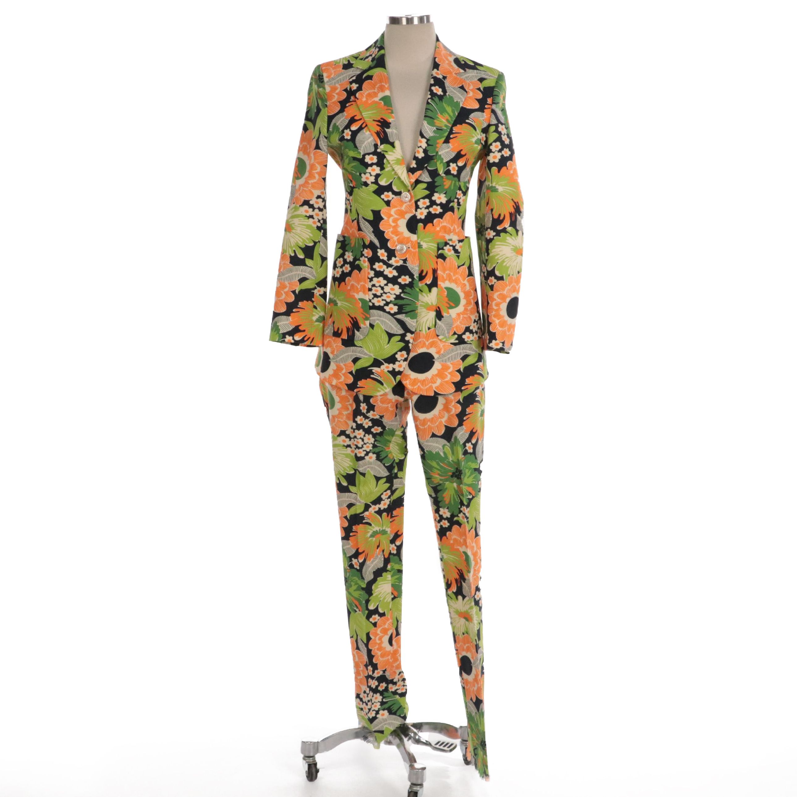 Women's Gucci Orange Floral Print Suit and Trousers