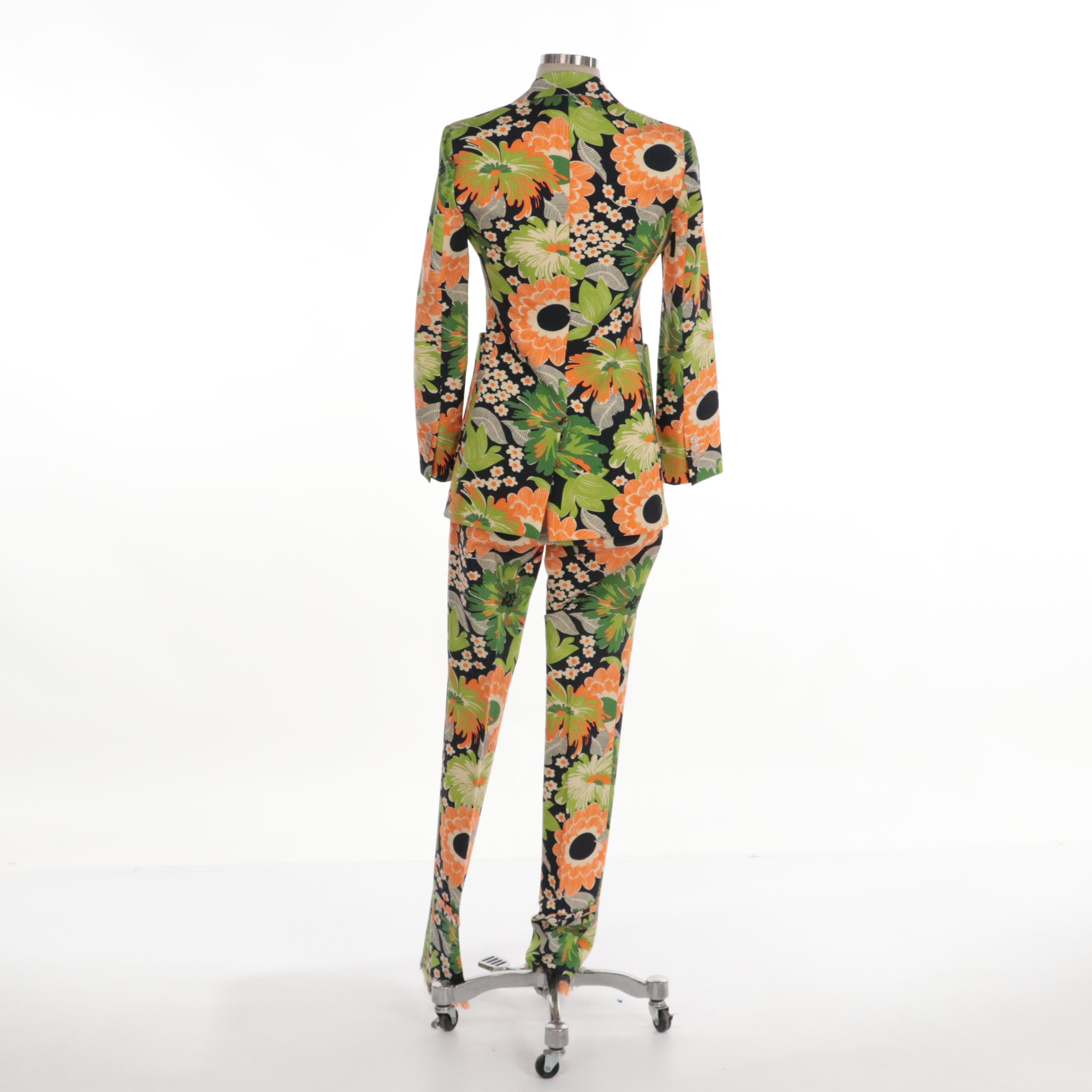 Women's Gucci Orange Floral Print Suit and Trousers