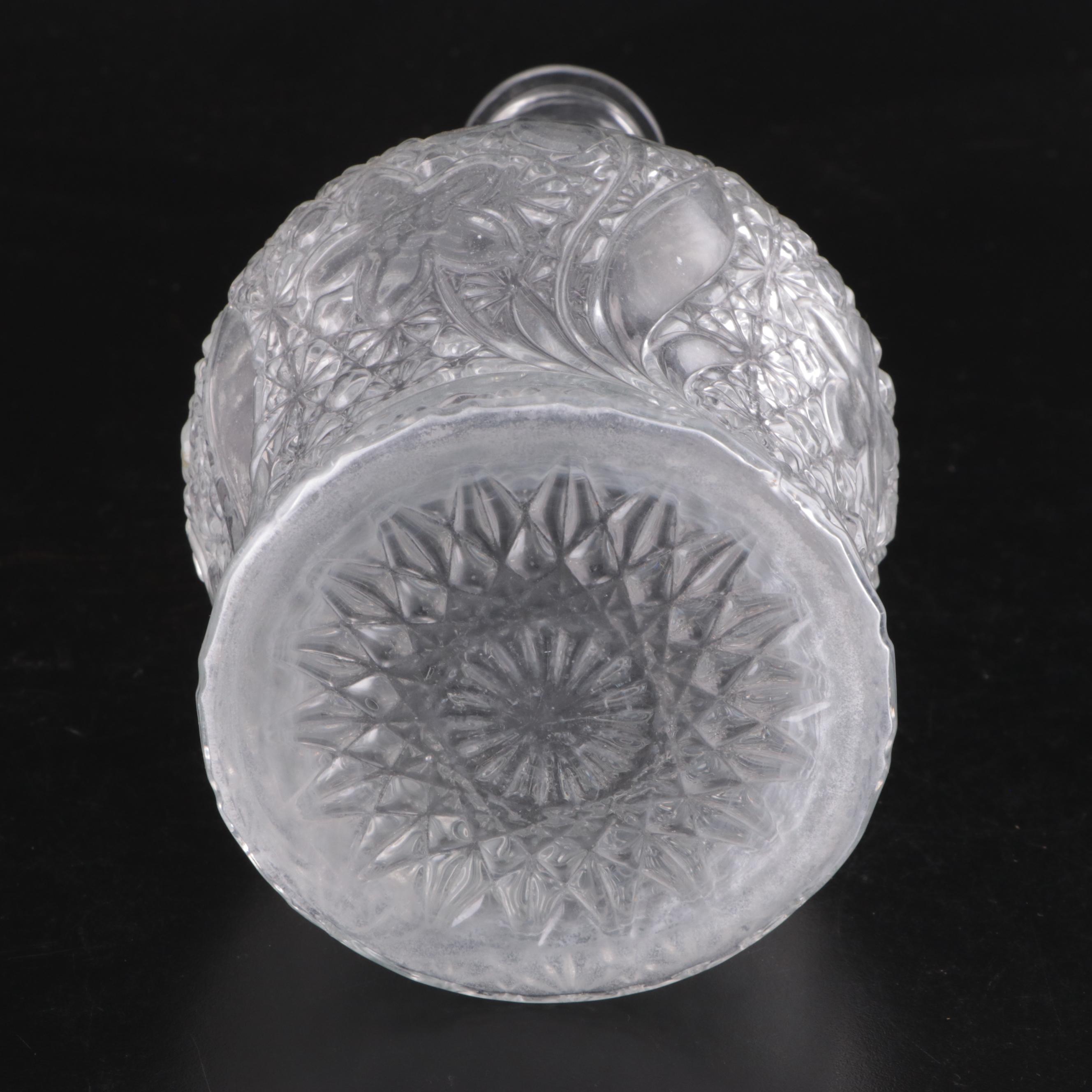 Owens-Illinois Glass Co. Glass Liquor Bottle with Floral Motif Glass Decanters