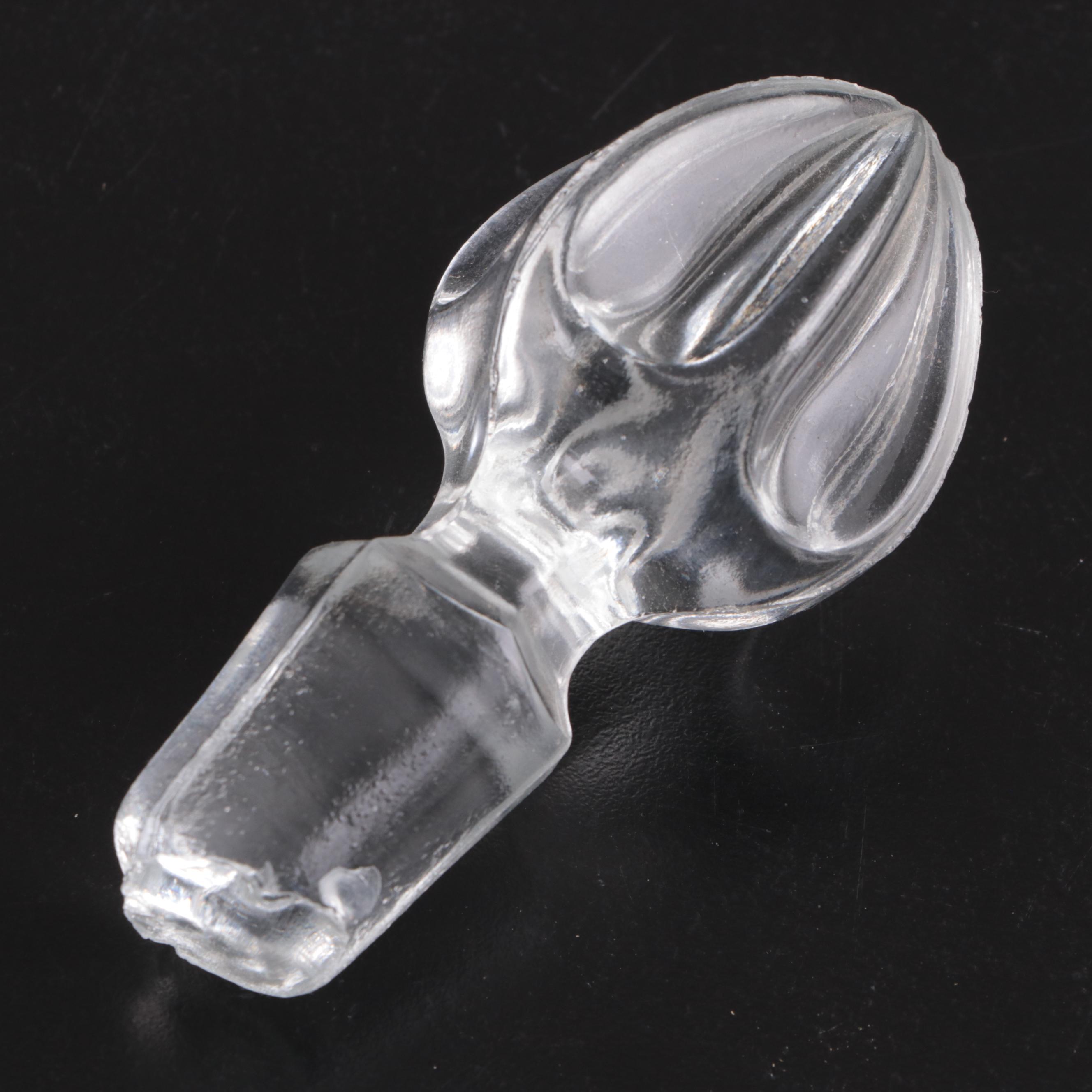 Owens-Illinois Glass Co. Glass Liquor Bottle with Floral Motif Glass Decanters