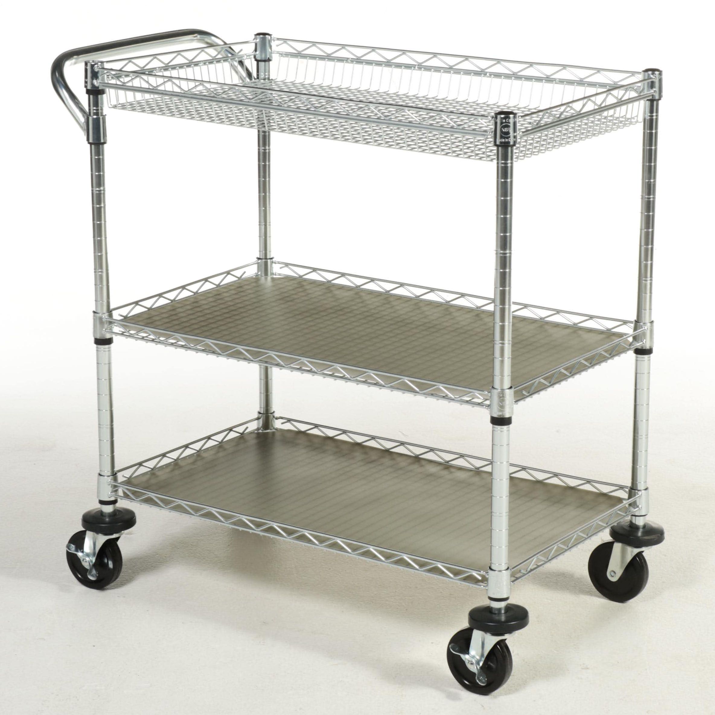 Seville Classics Chromed Steel Three-Tier Utility Cart