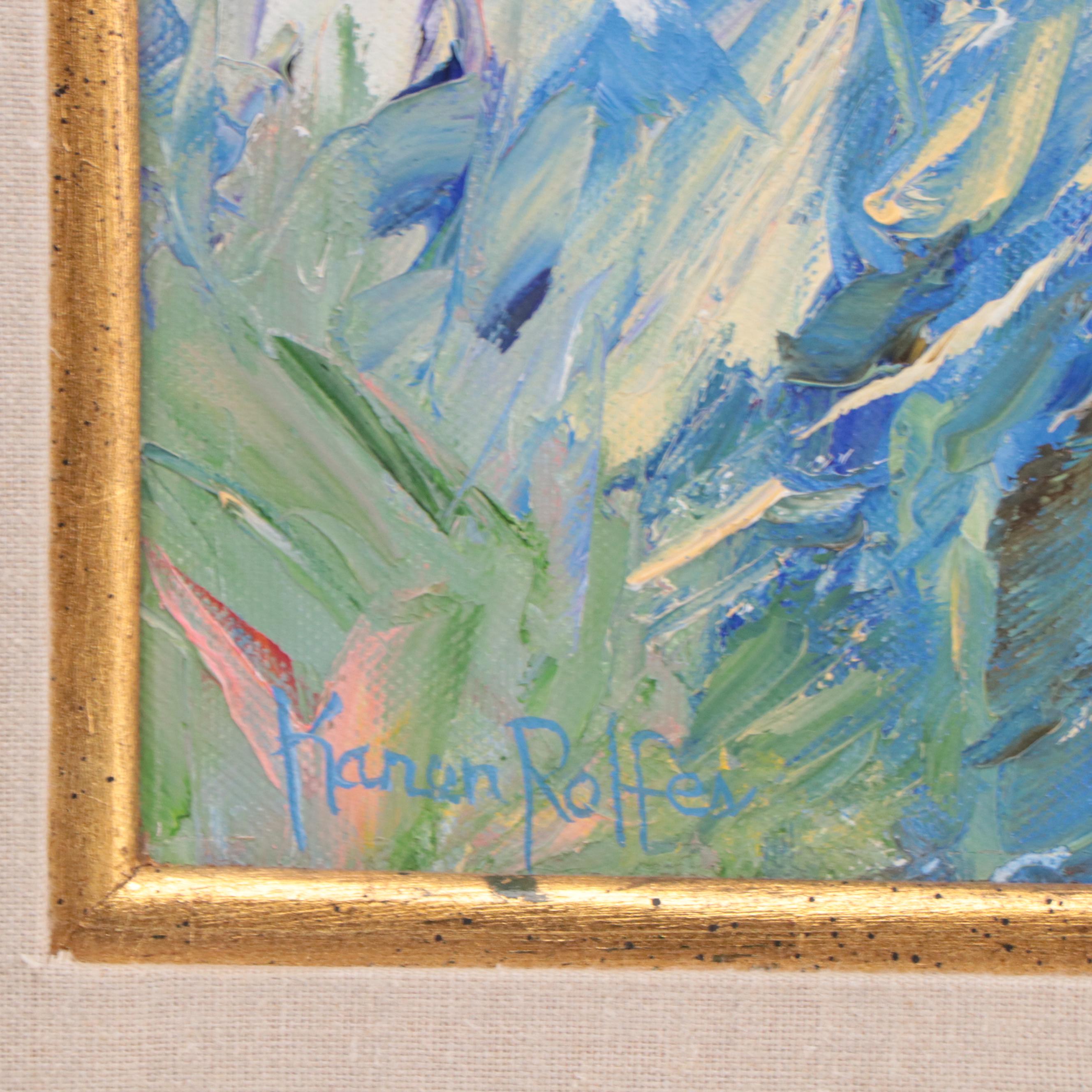 Karen Rolfes Impasto Oil Painting of Rooster "In Charge"