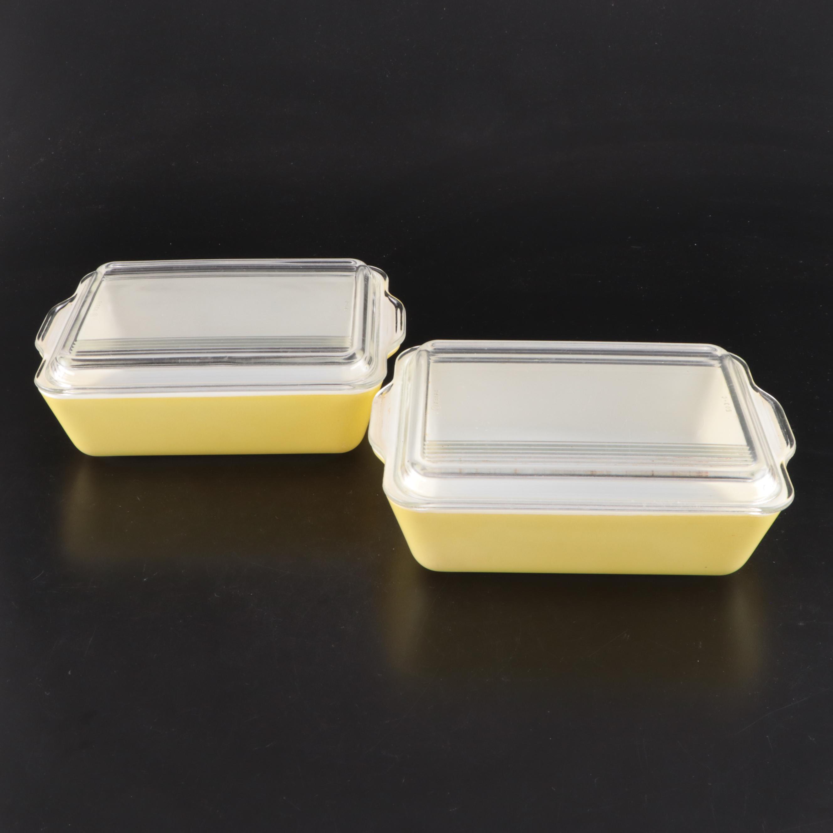 Pyrex "Primary Colors" Glass Refrigerator Dishes, Mid-20th Century