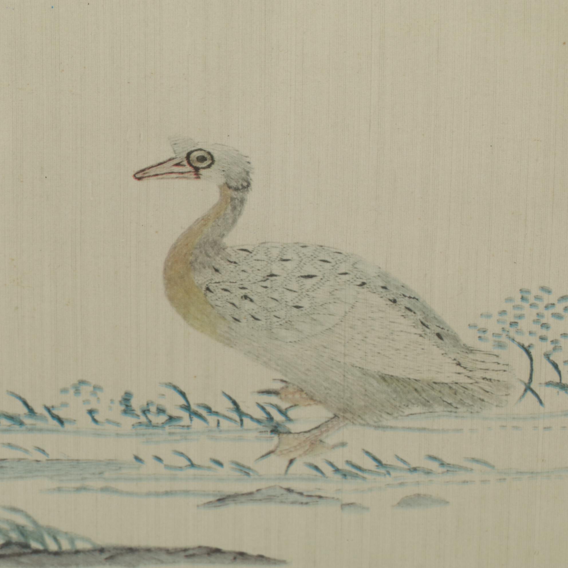 Brocaded Chinese Water Fowl and Willow Tree Panels, 18th to 19th Century