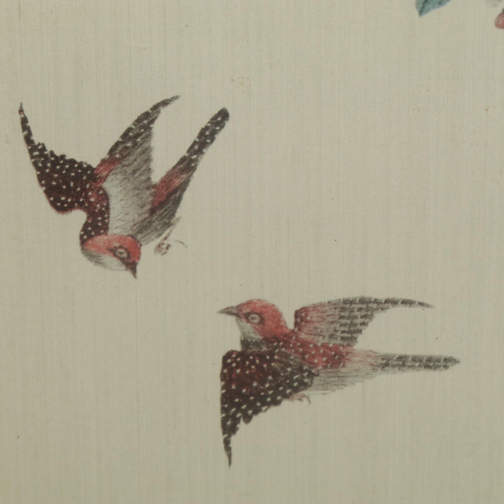 Brocaded Chinese Water Fowl and Willow Tree Panels, 18th to 19th Century