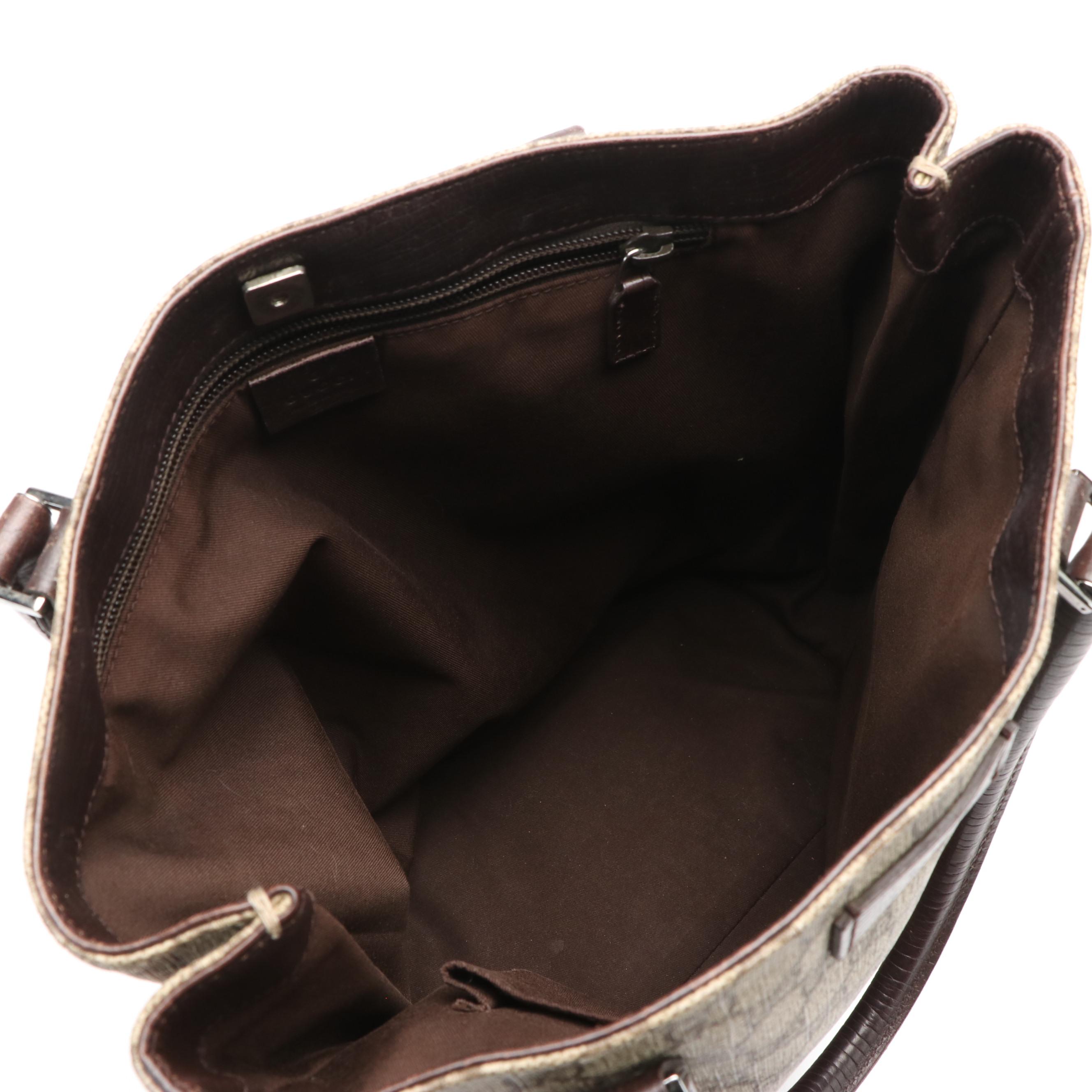 Gucci GG Supreme Canvas with Brown Leather Vertical Tote