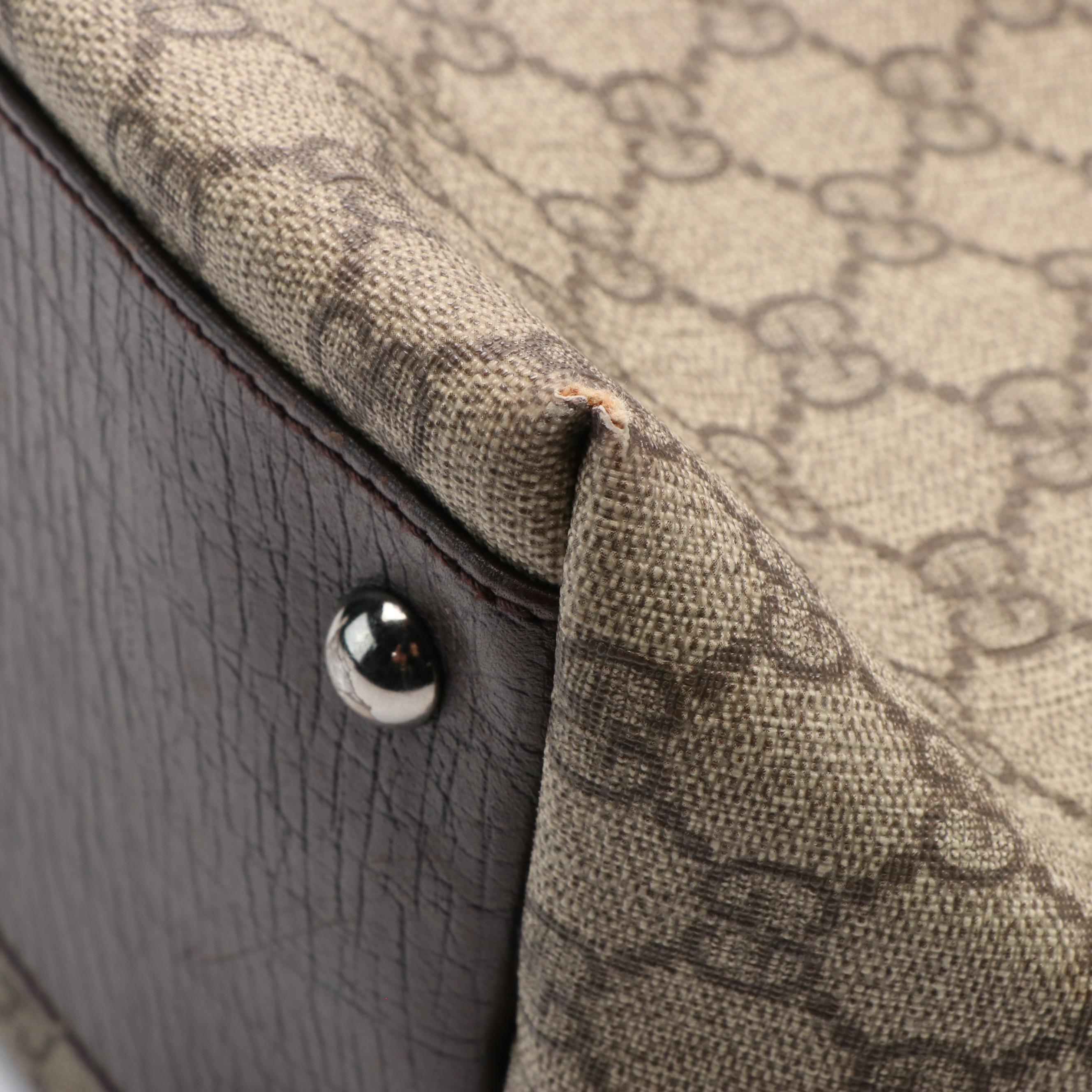 Gucci GG Supreme Canvas with Brown Leather Vertical Tote