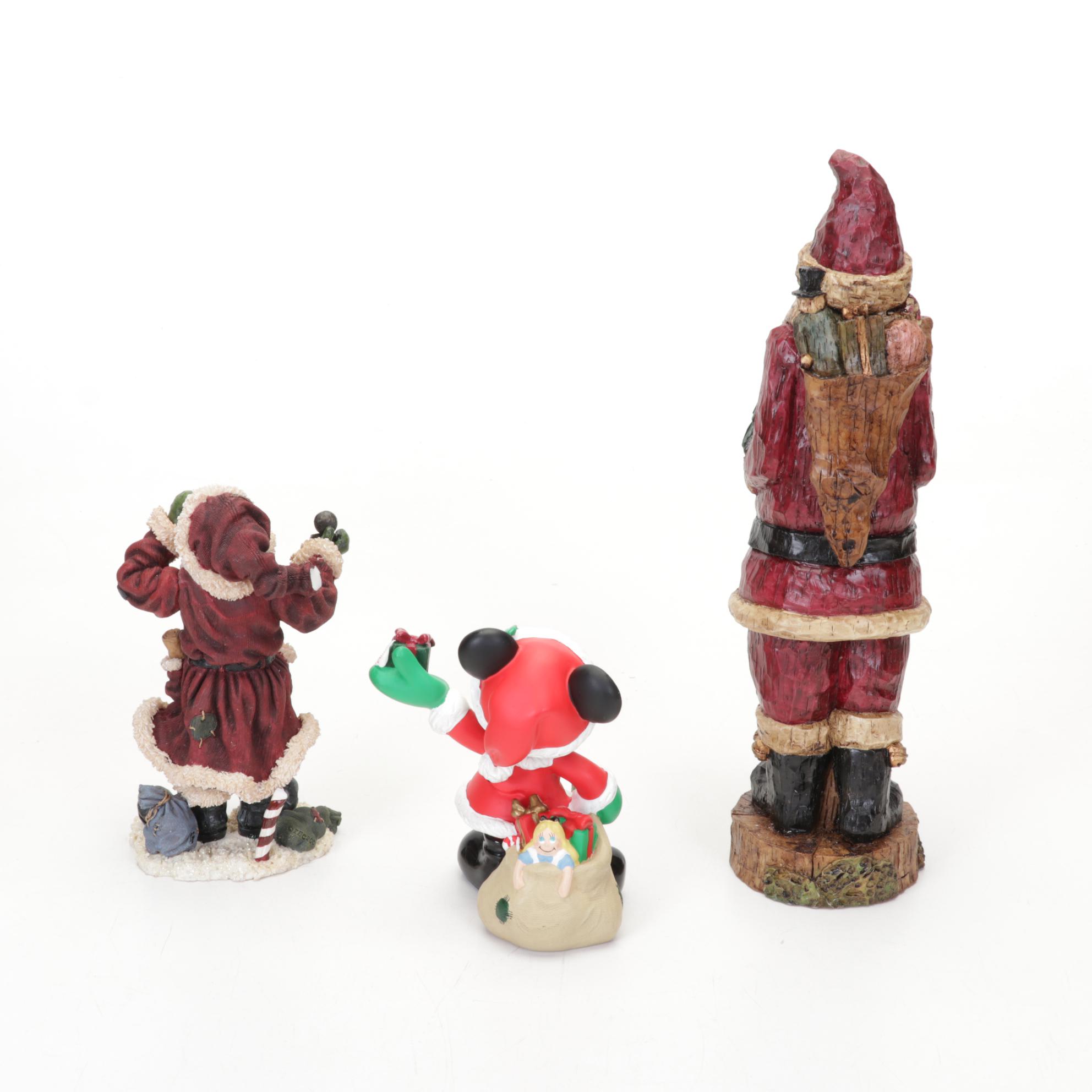 Mickey Mouse Santa Figurine, Longaberger Ceramic Cookie Plate and More