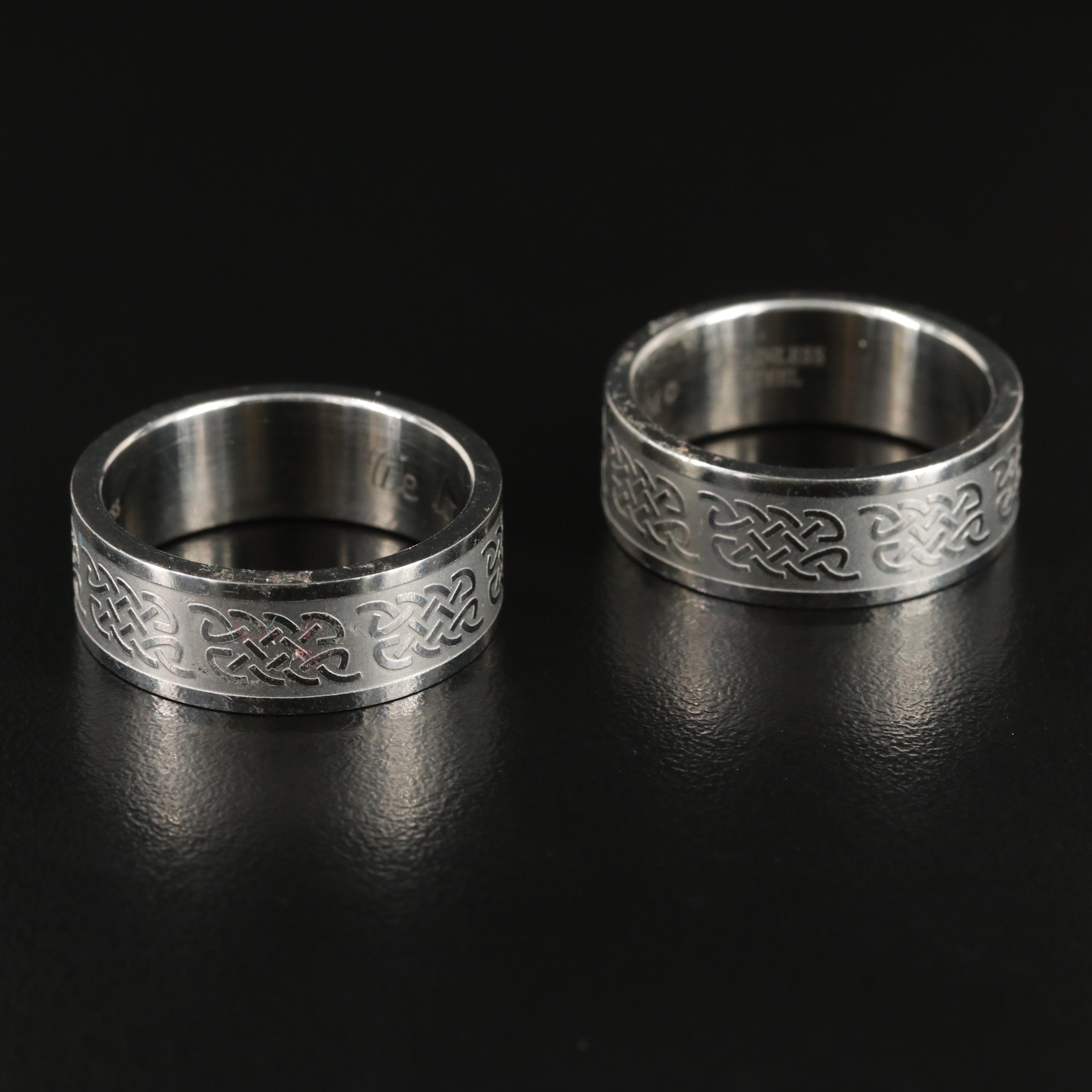 Stainless Steel Celtic Knot Patterned Bands