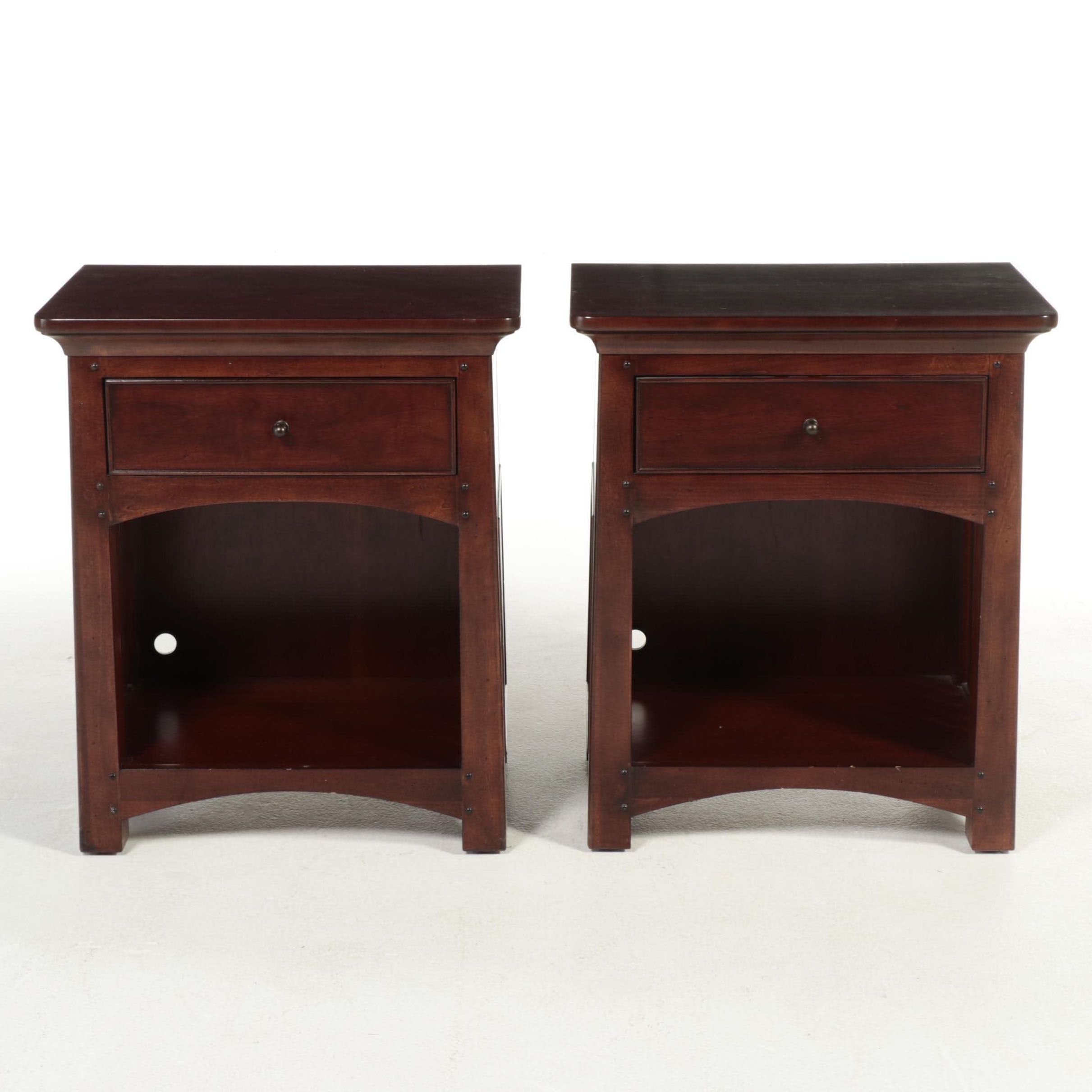 Pair of Lea Industries Arts and Crafts Style CherrywoodStained