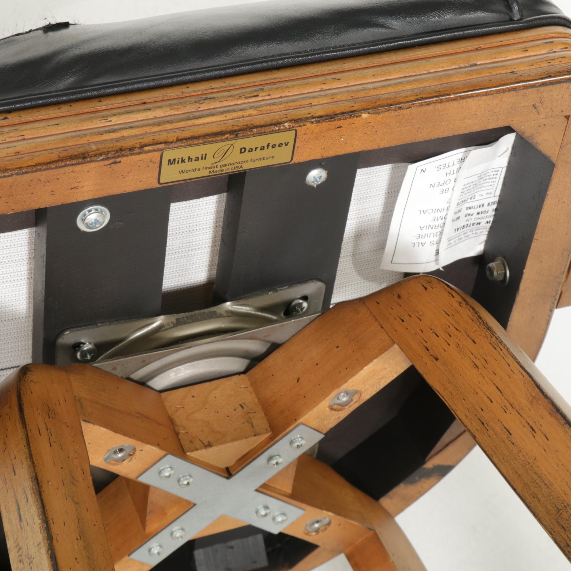 Five Mikhail Darafeev Cane Back Maple Swivel Barstools and Armchair