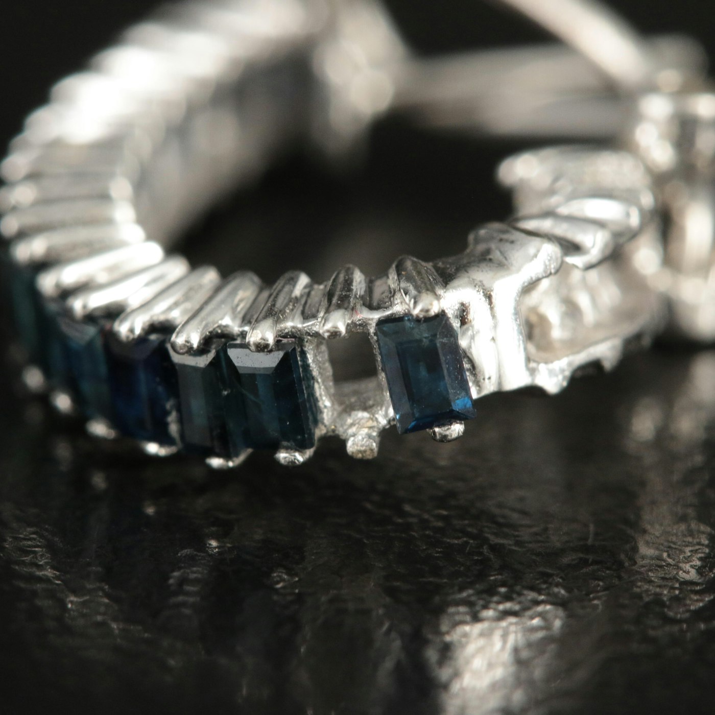 14K Sapphire and Diamond Inside-Out J Hoops | EBTH