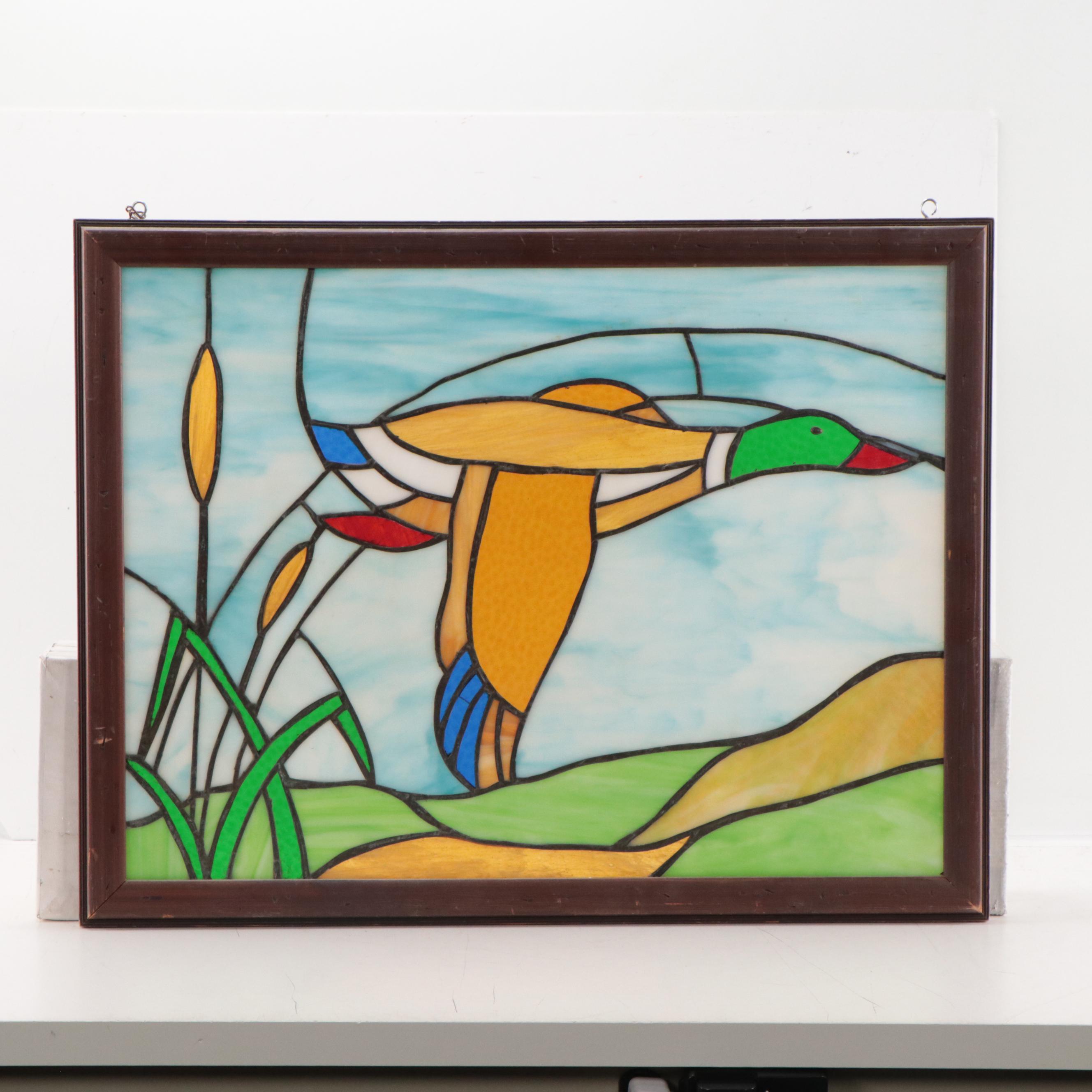 Stained Glass Panel of Mallard Duck