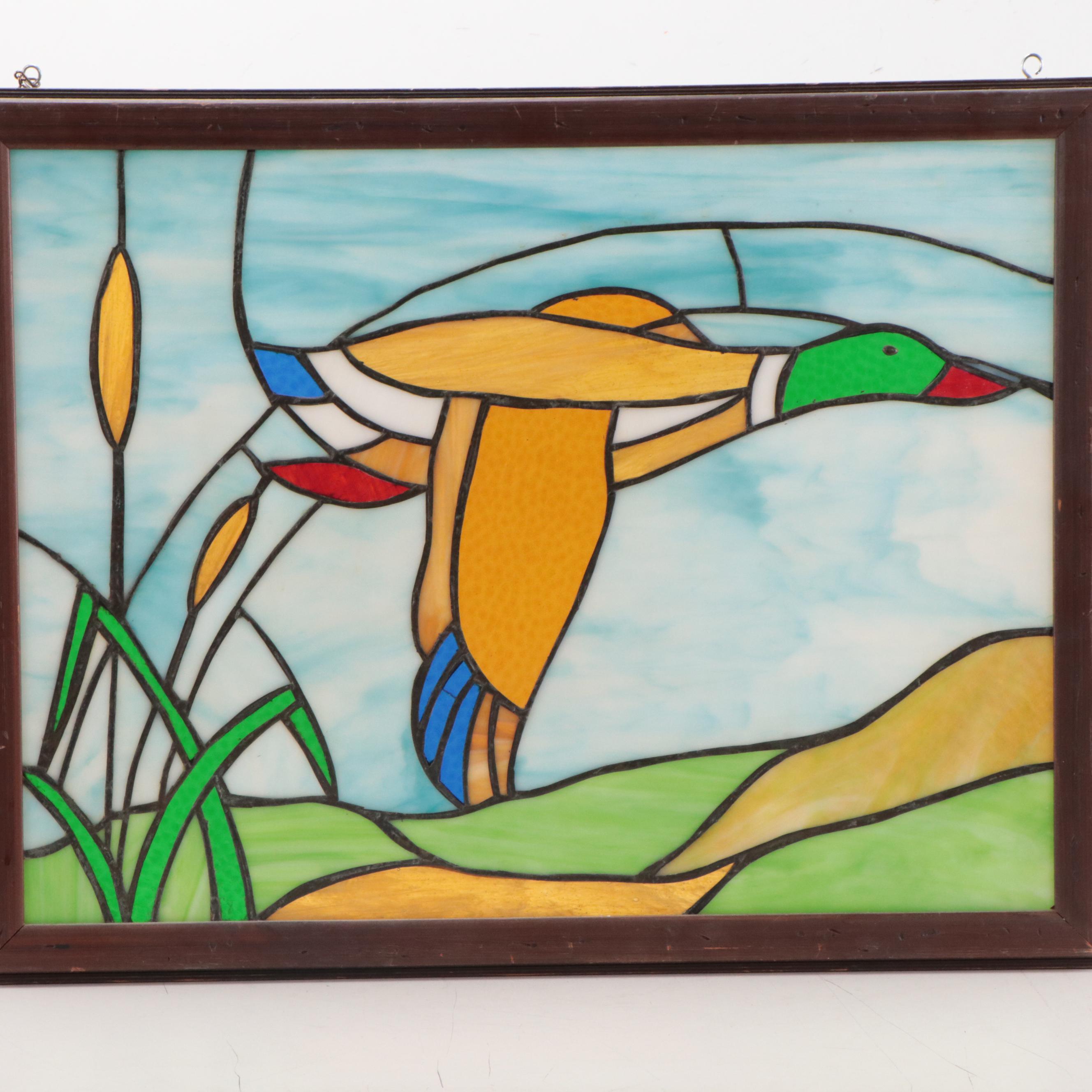 Stained Glass Panel of Mallard Duck