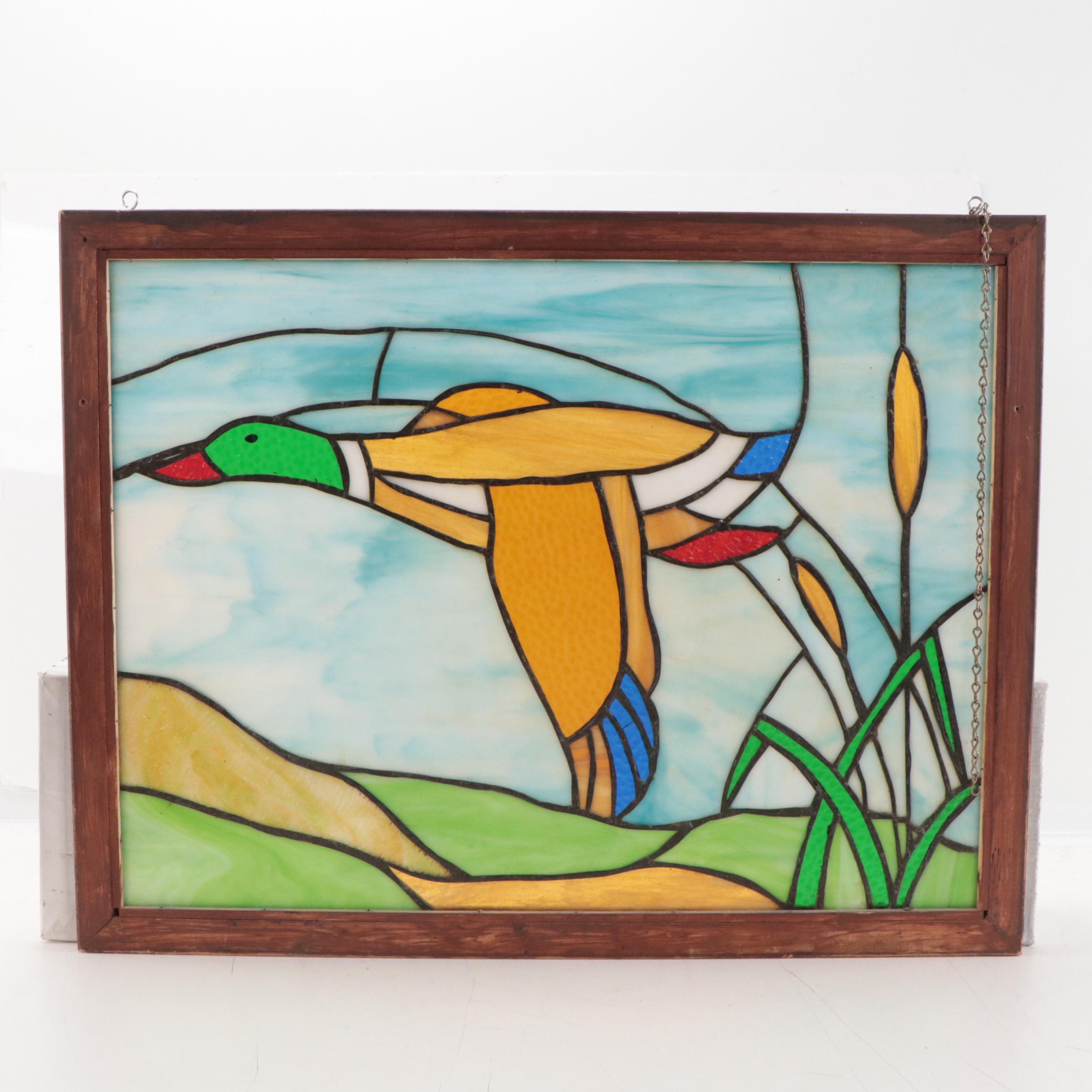 Stained Glass Panel of Mallard Duck