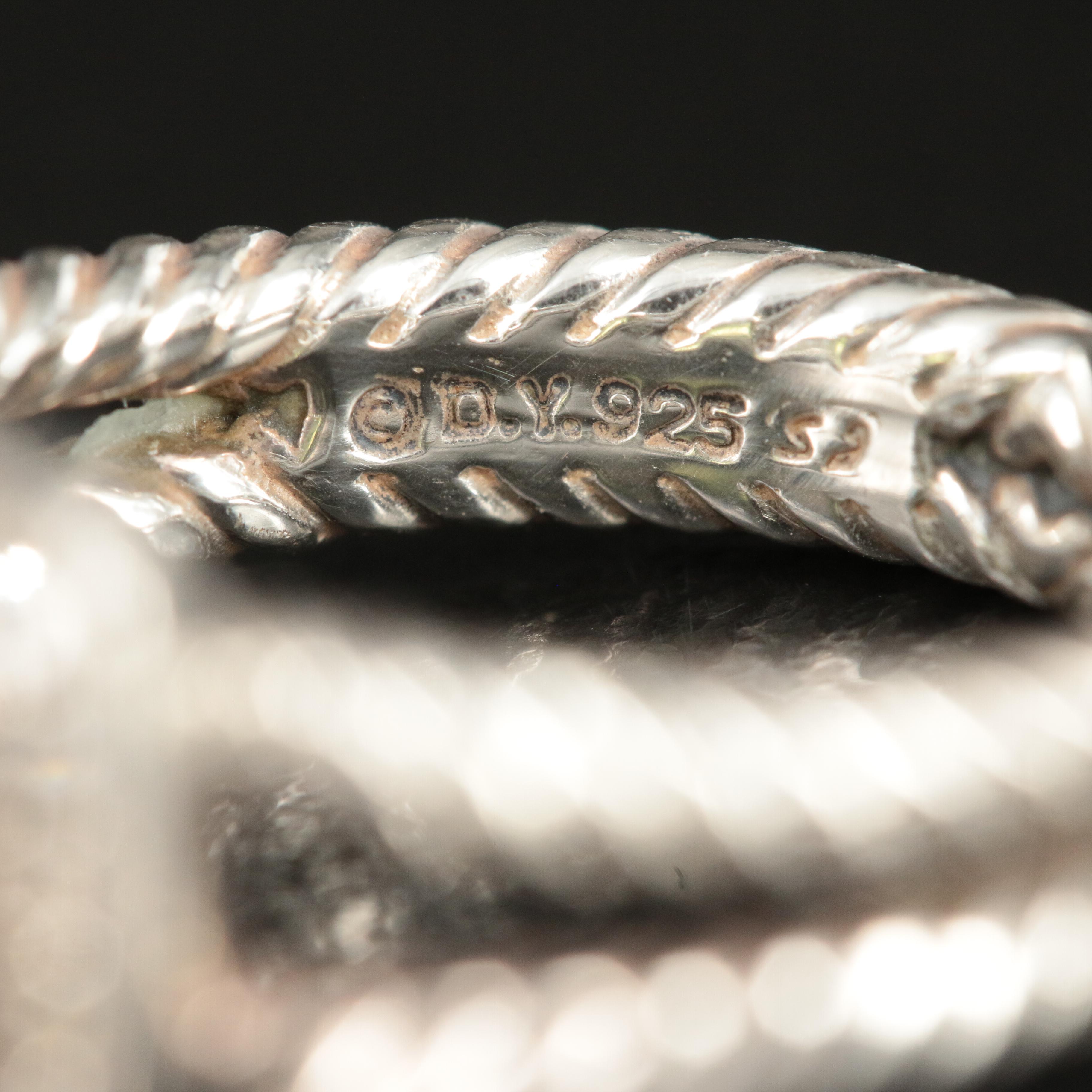 David Yurman Petite "Albion" Sterling, Peridot and 0.22 CTW Diamond Ring