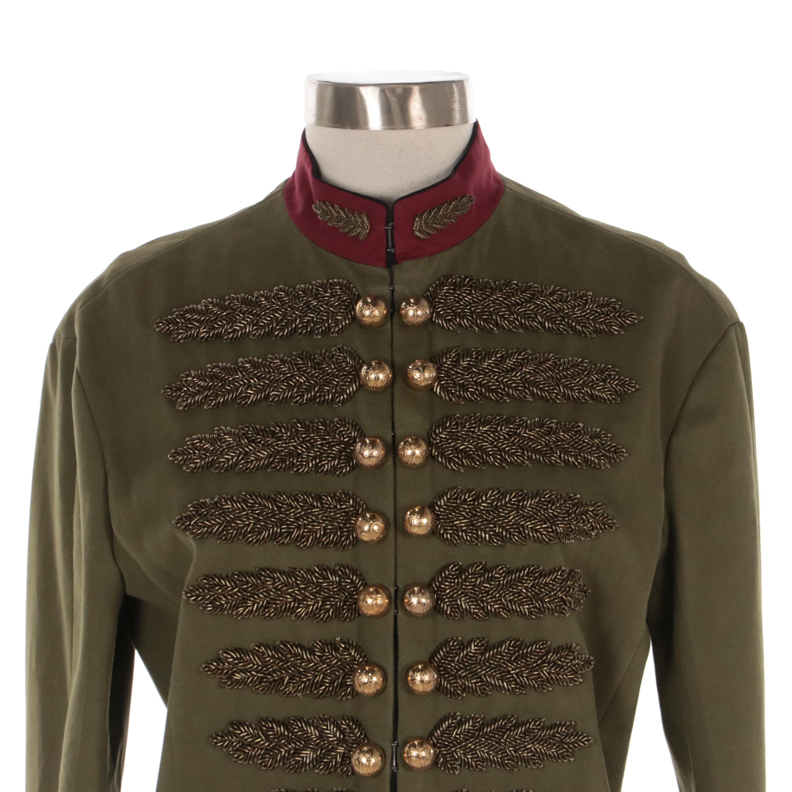 Gucci Foliate Embroidered Green Military Style Jacket, New with Tags