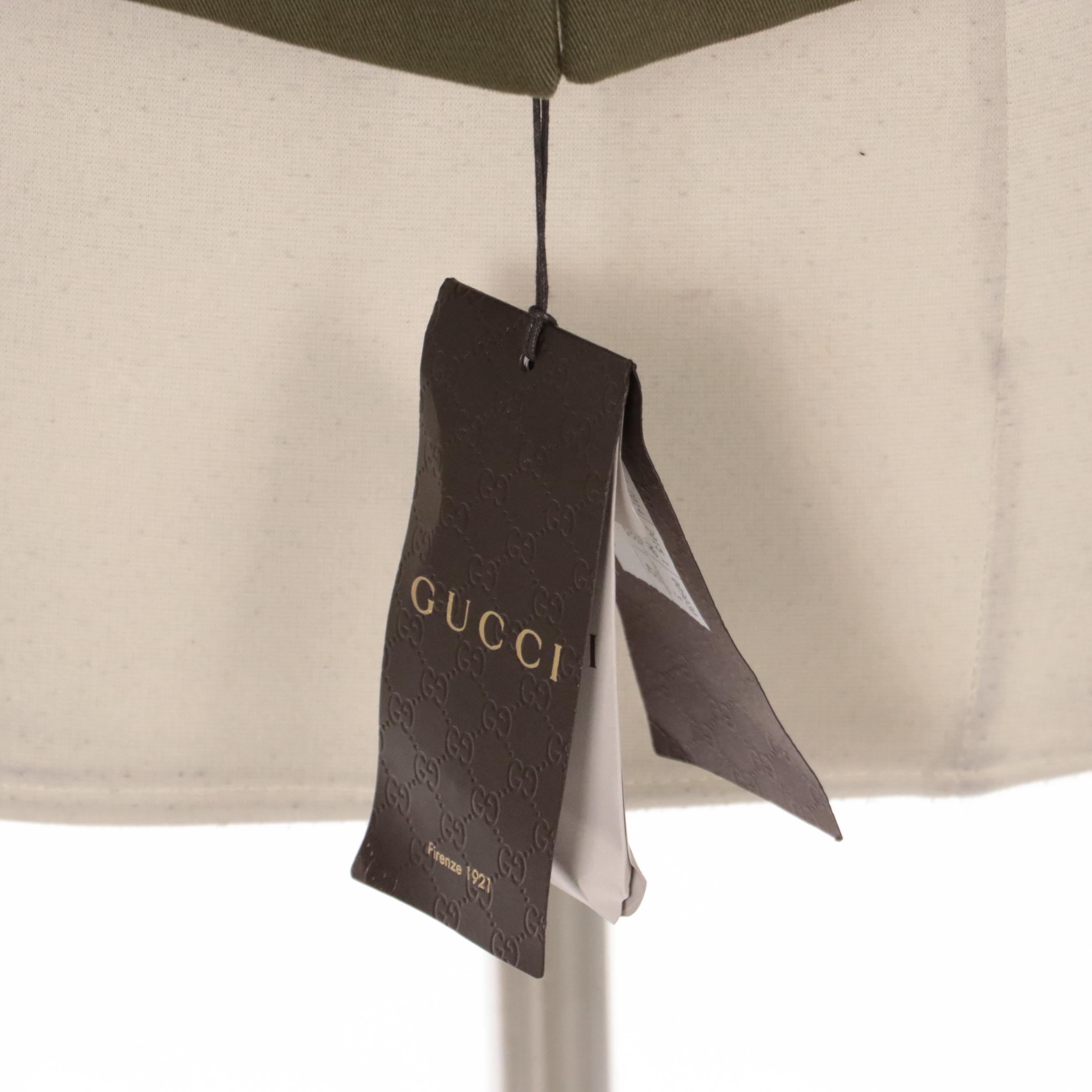 Gucci Foliate Embroidered Green Military Style Jacket, New with Tags