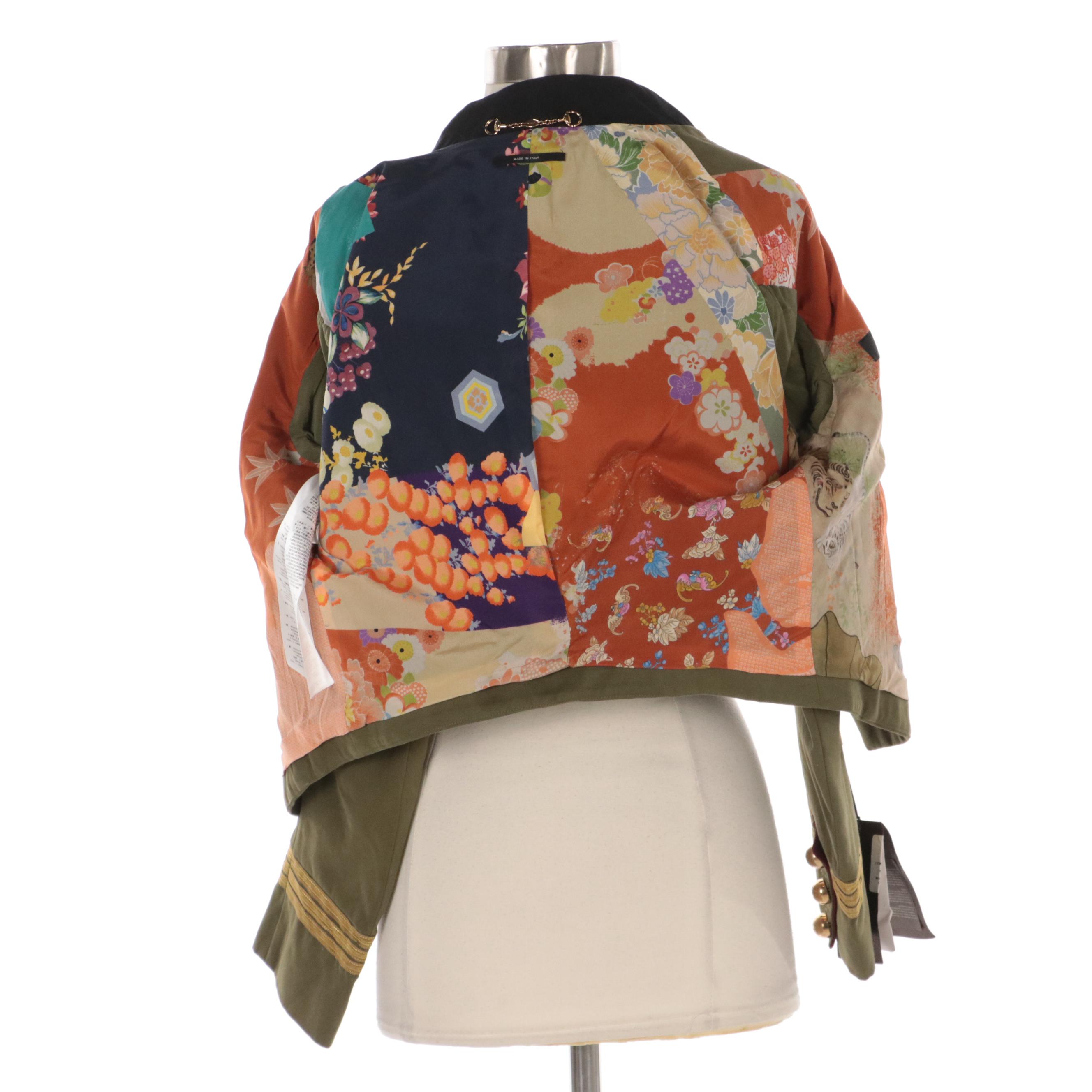 Gucci Foliate Embroidered Green Military Style Jacket, New with Tags