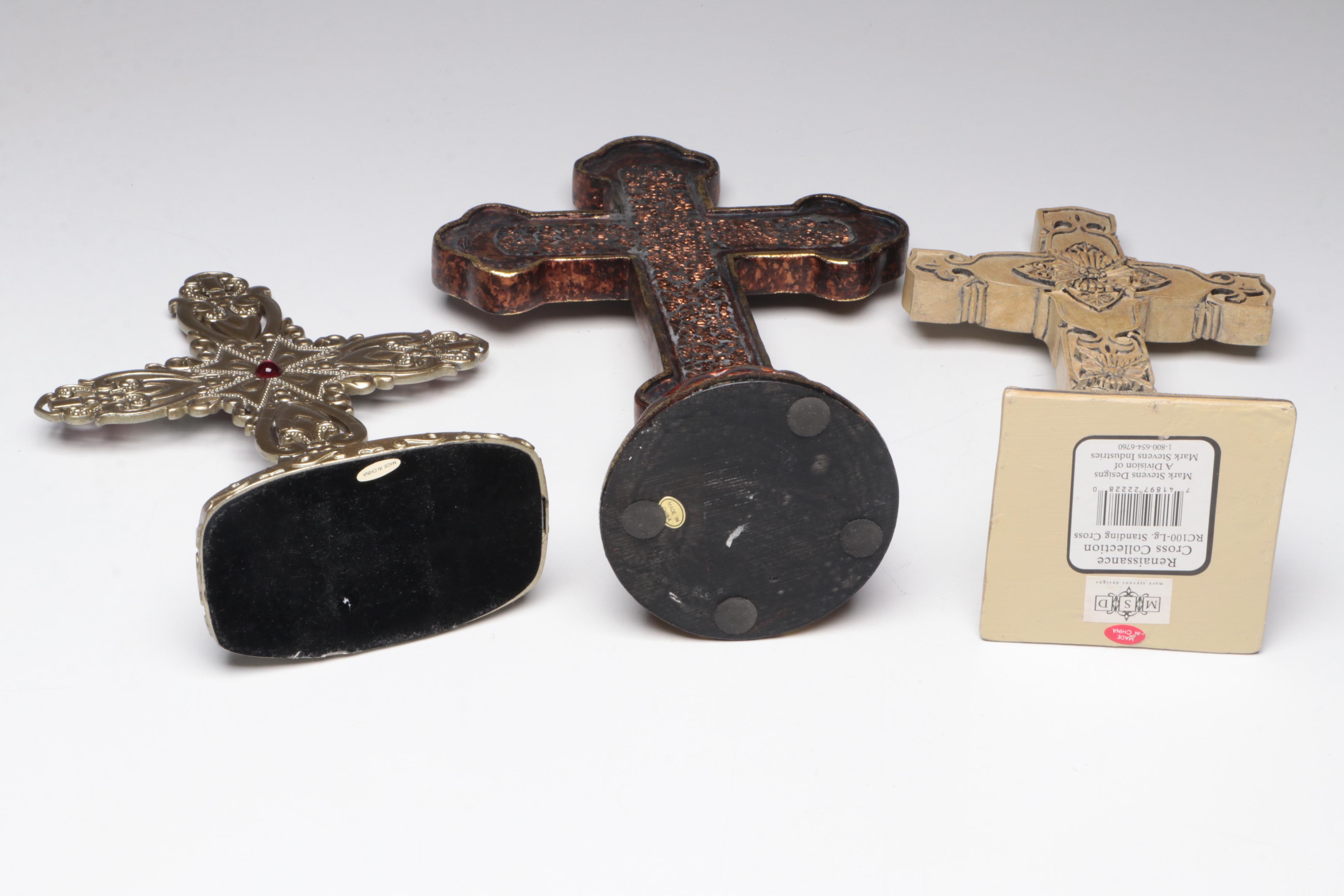 Enamel, Metal and Resin Crosses, Amia Stained Glass Vase, Slag Glass Church Lamp