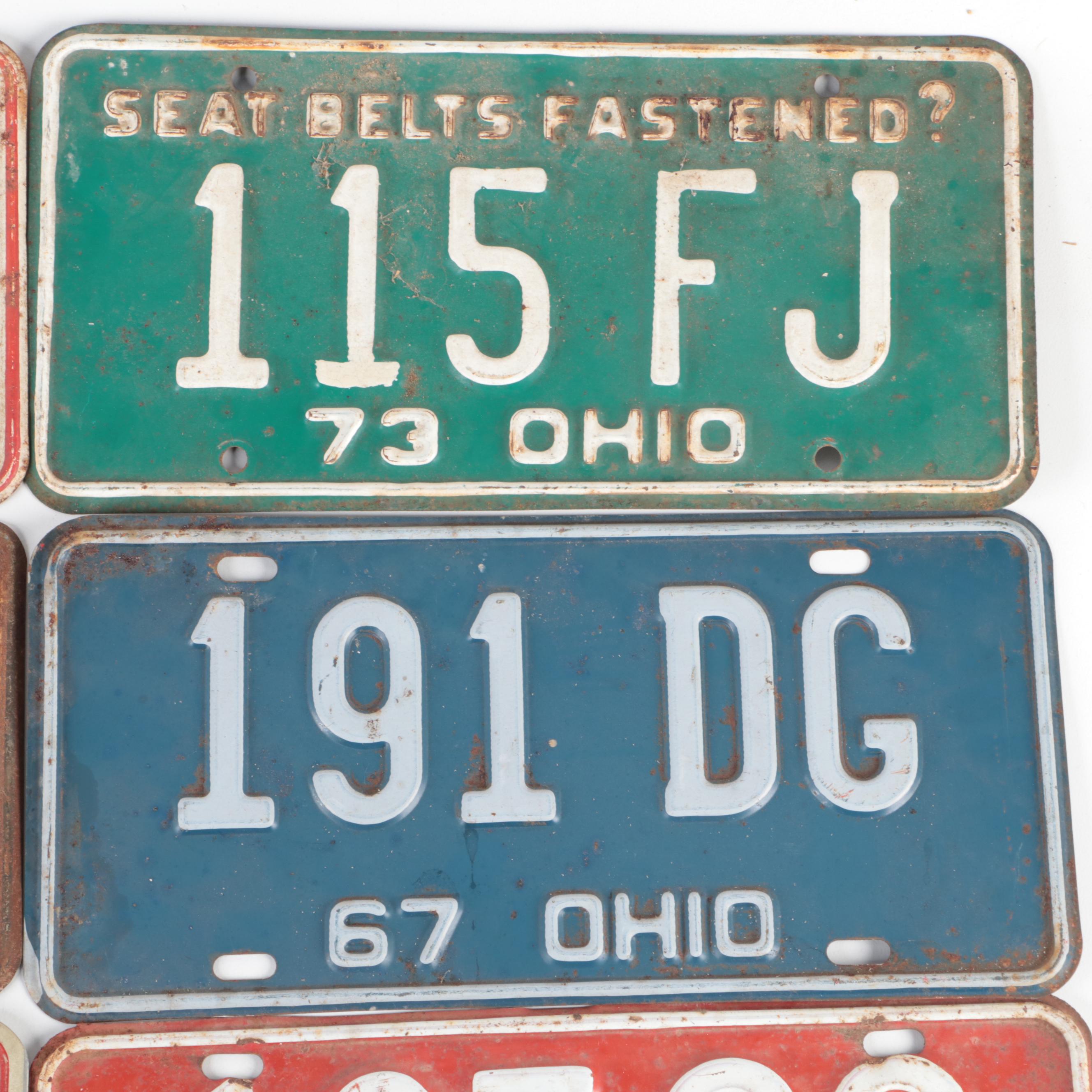Mid-Century Ohio Licence Plates with Rebel Yell Licence Plates