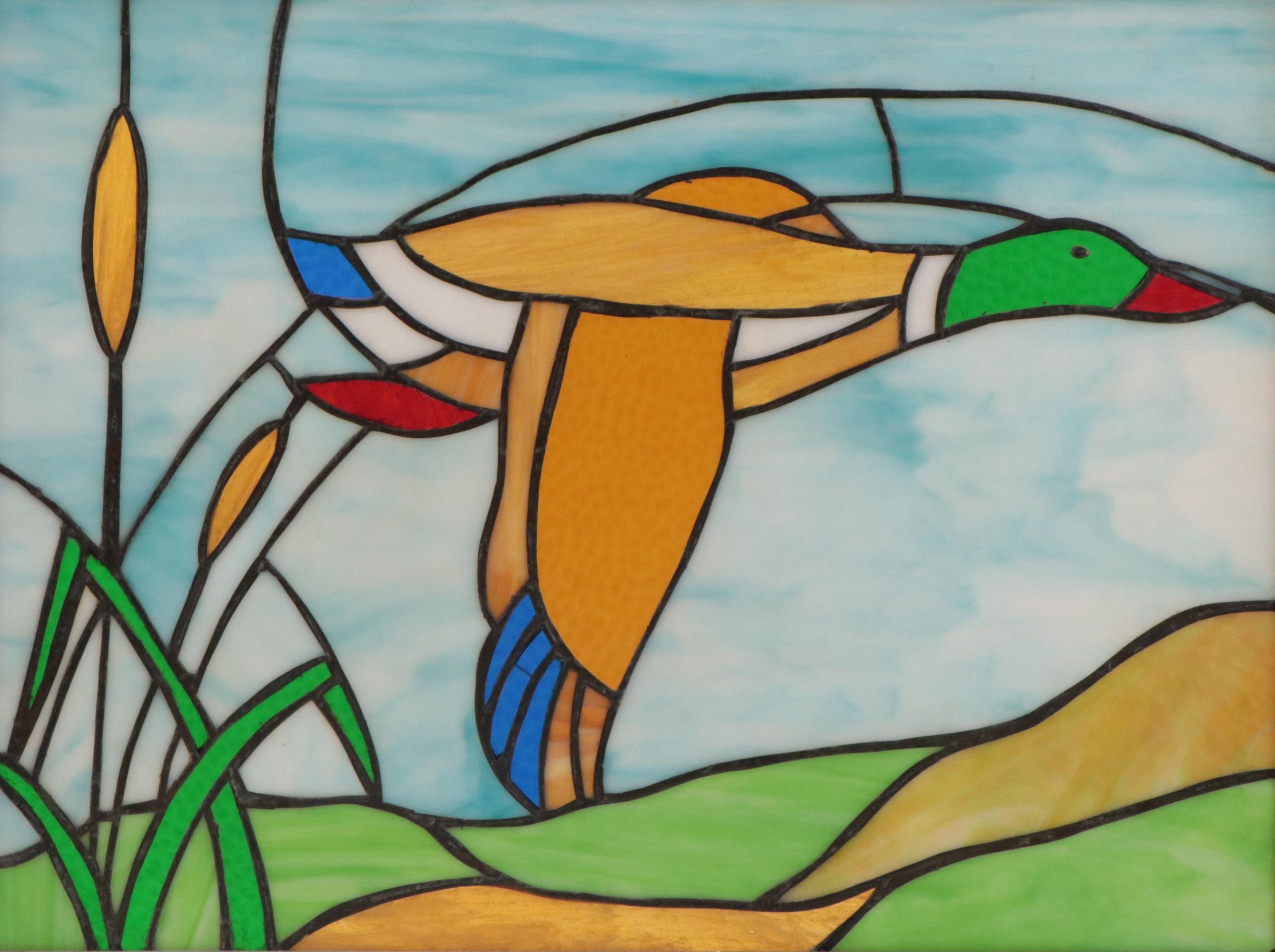 Stained Glass Panel of Mallard Duck