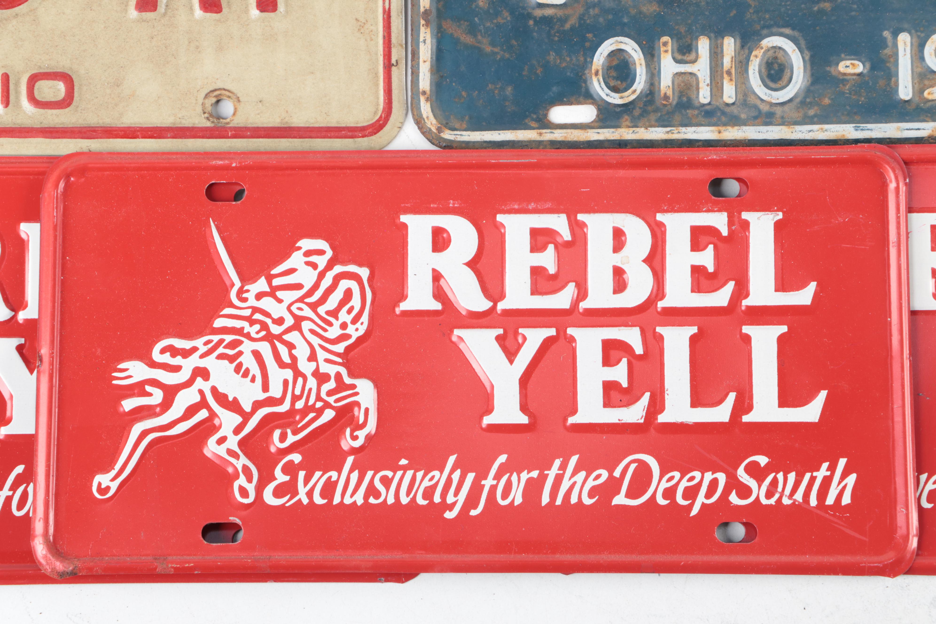 Mid-Century Ohio Licence Plates with Rebel Yell Licence Plates