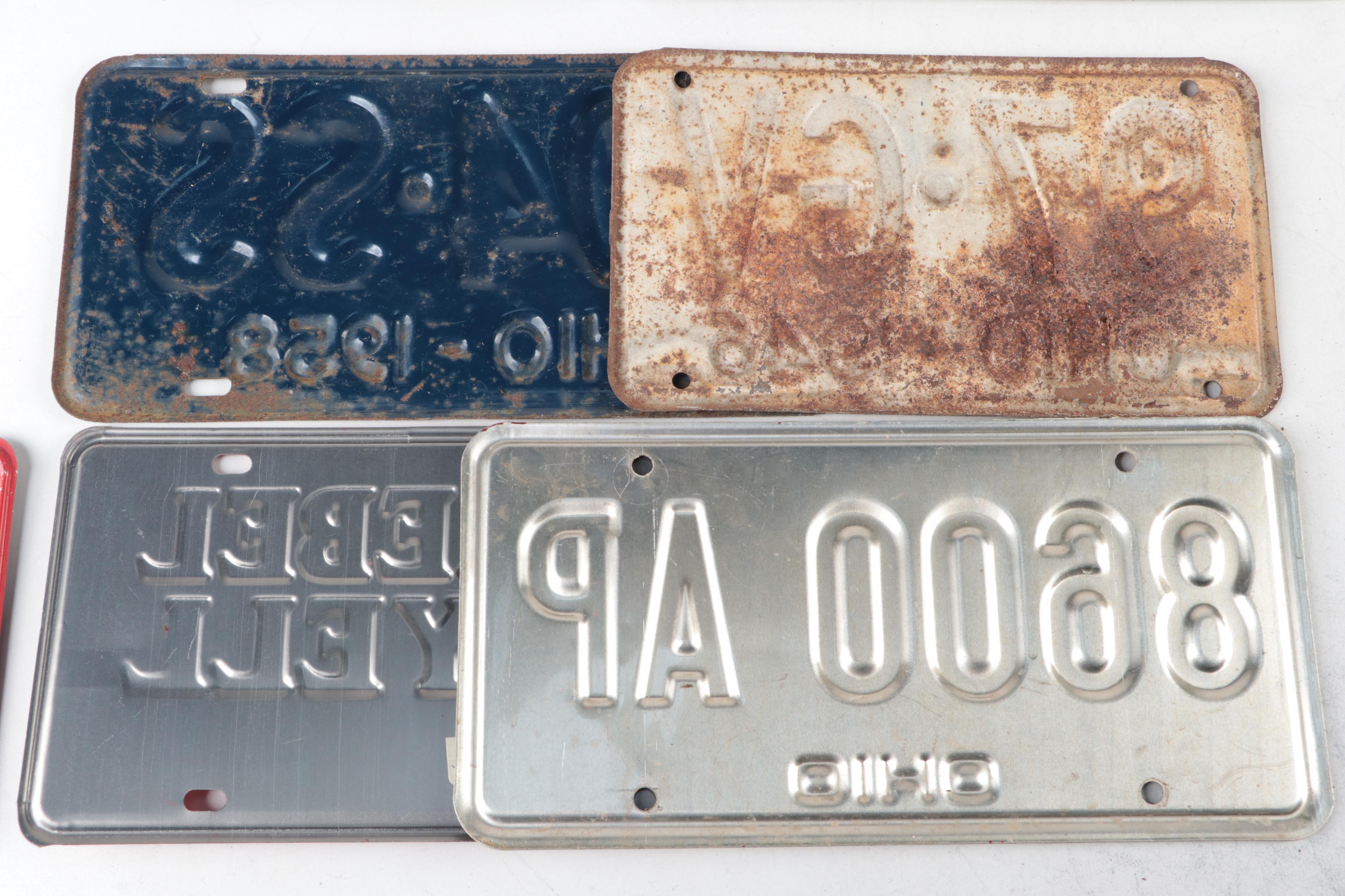 Mid-Century Ohio Licence Plates with Rebel Yell Licence Plates