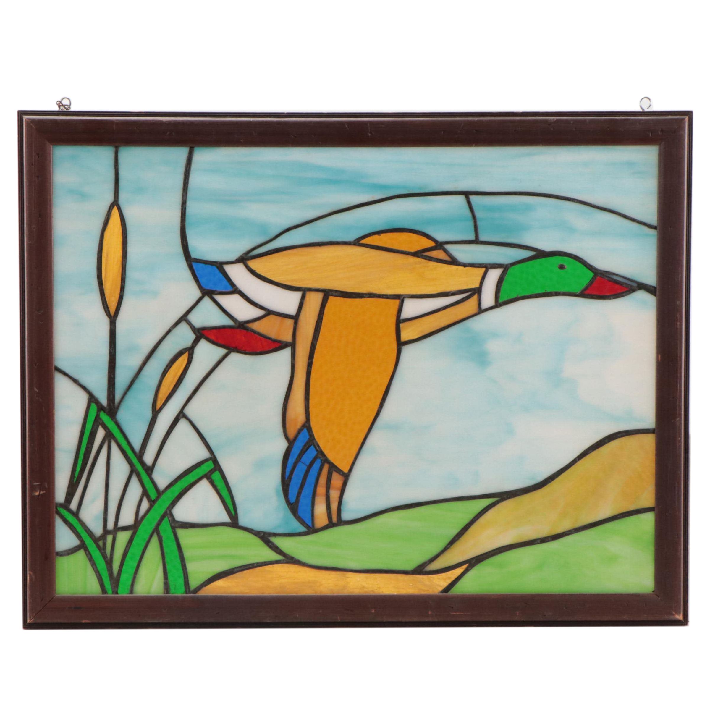 Stained Glass Panel of Mallard Duck