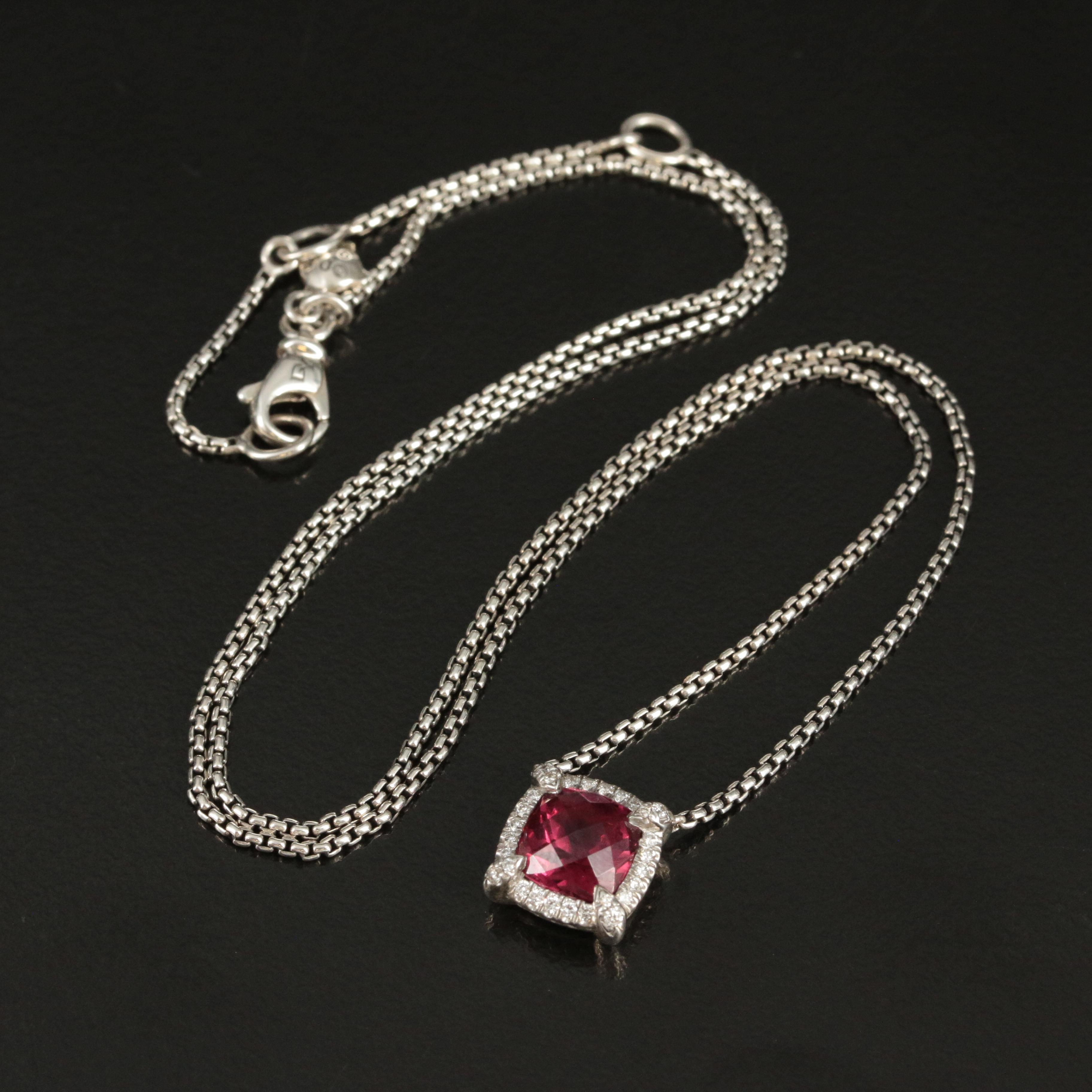 David Yurman "Chatelaine®" Sterling Garnet and Diamond Necklace