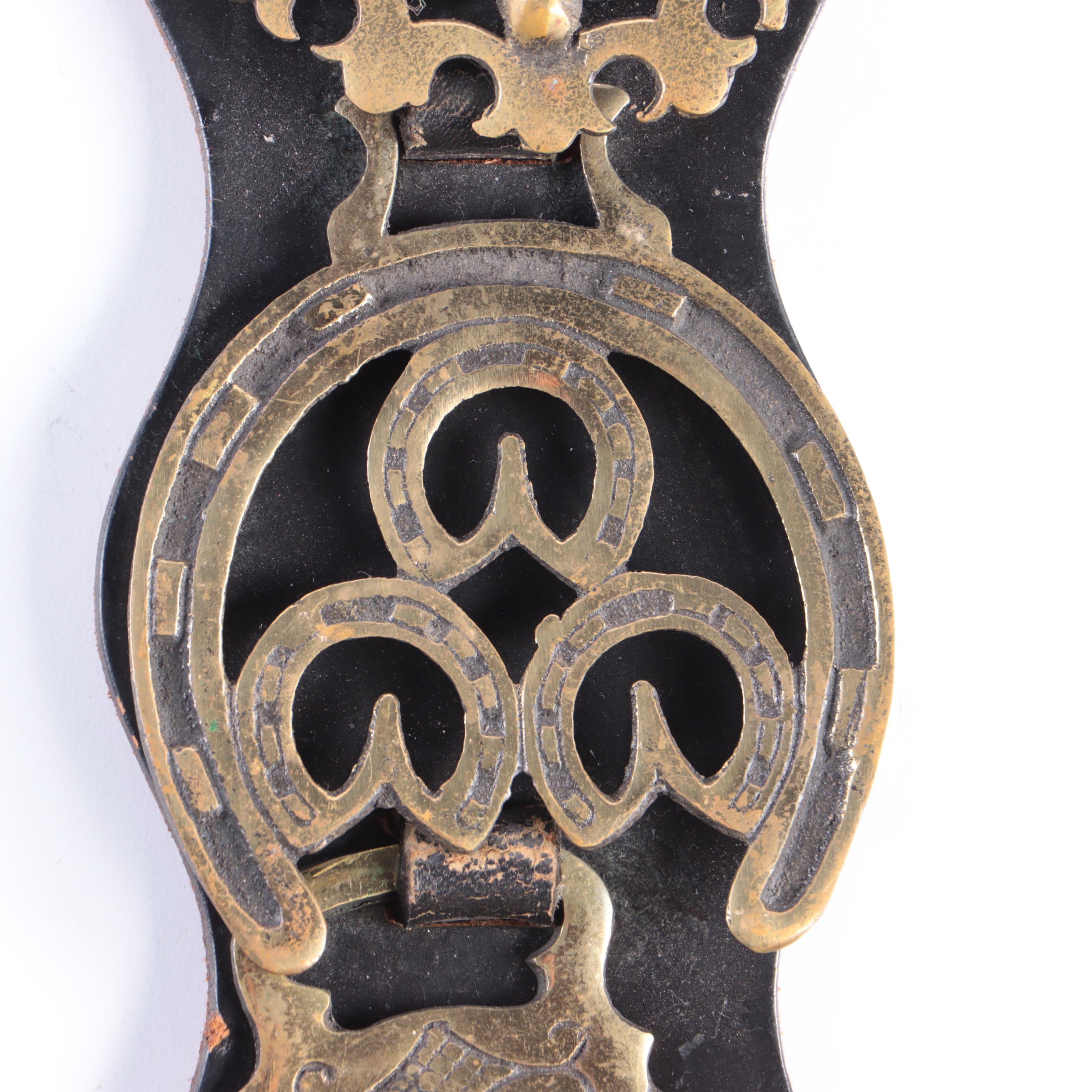 English Horse Brasses on Leather Strap, Early to Mid-20th Century