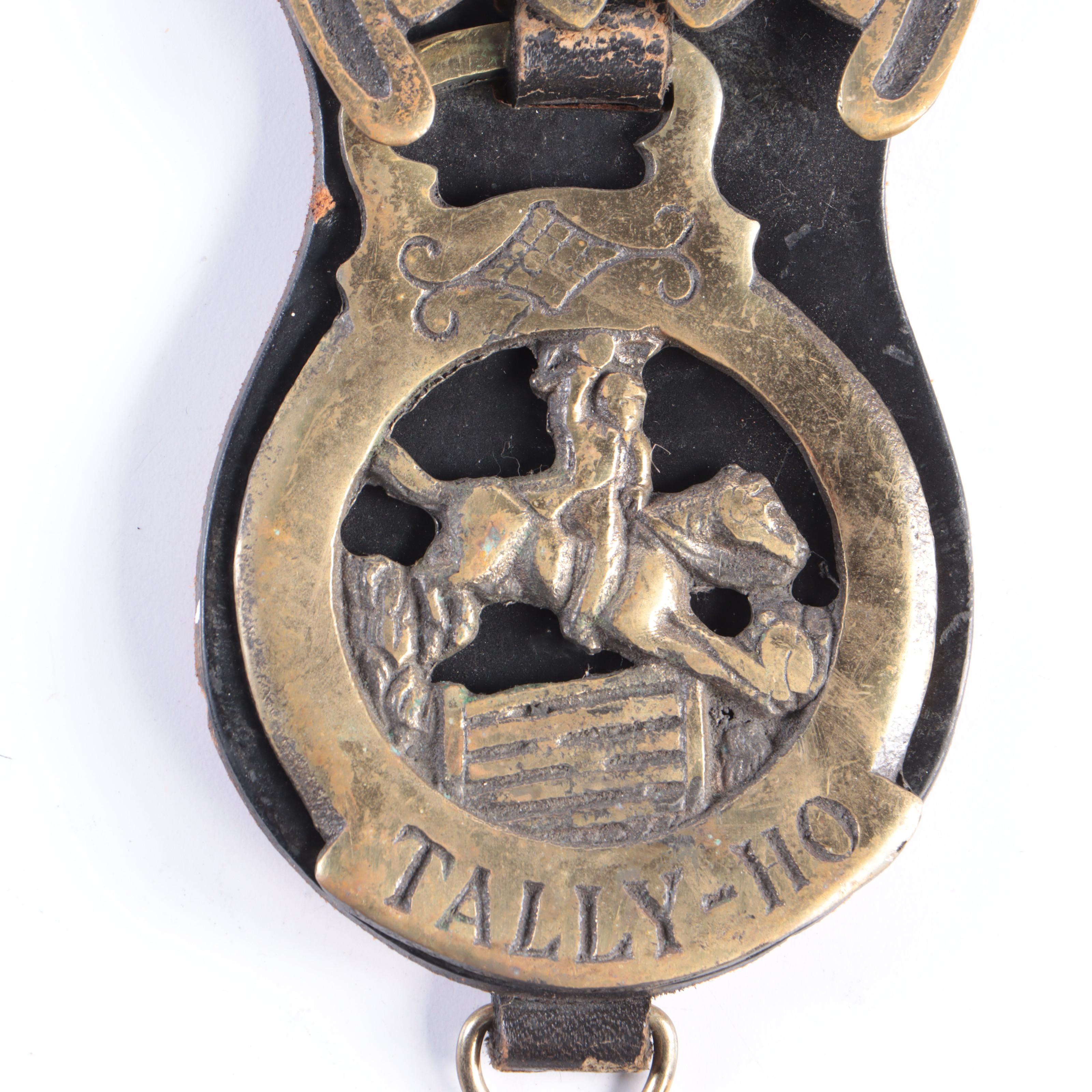 English Horse Brasses on Leather Strap, Early to Mid-20th Century
