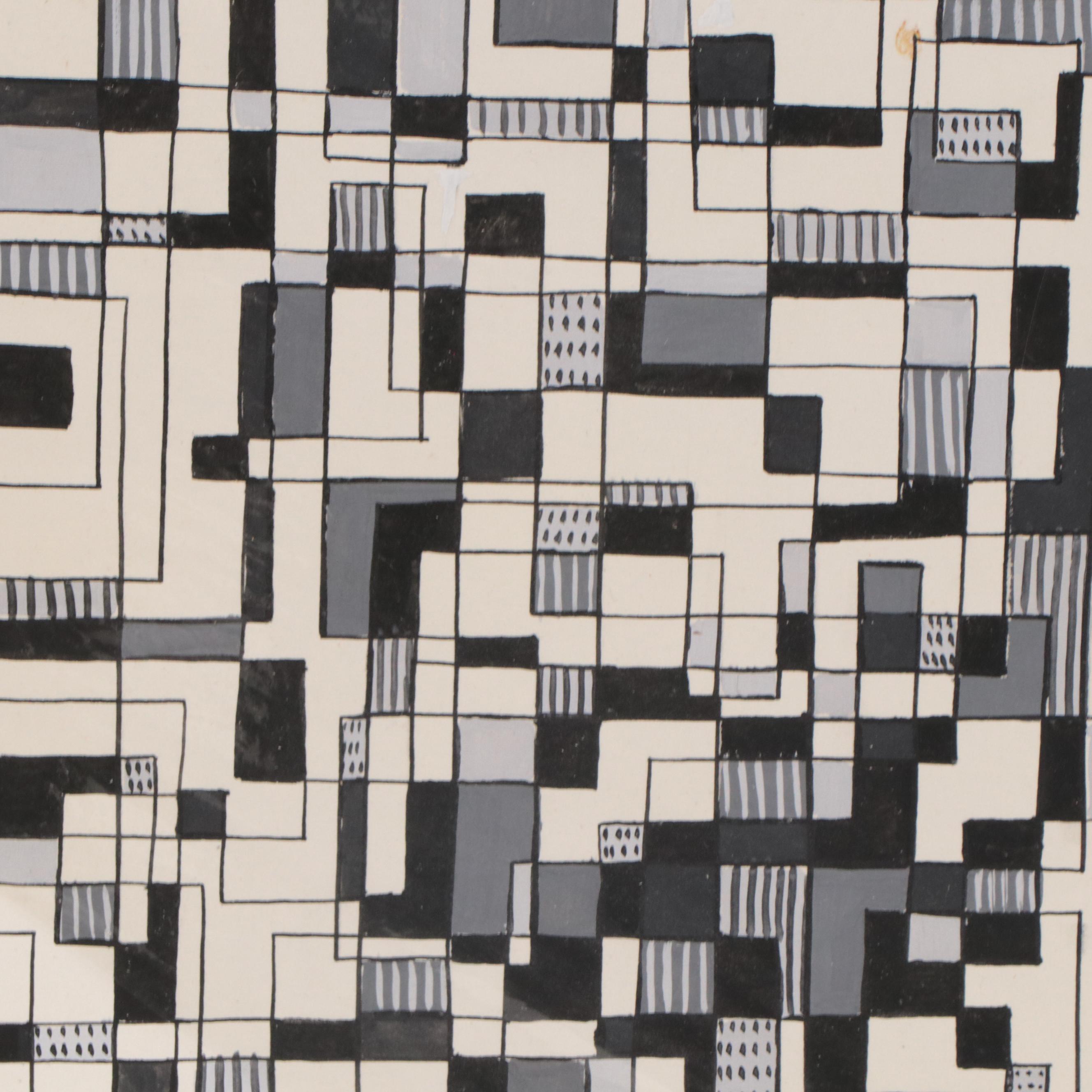 Post-Modern Abstract Lino-Block, Paintings