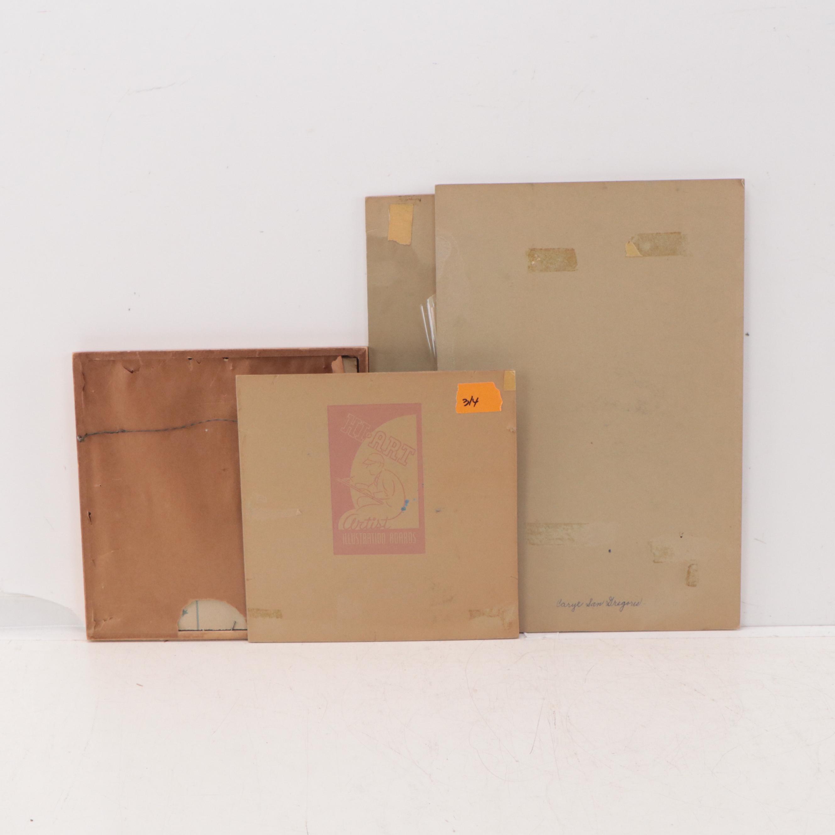 Post-Modern Abstract Lino-Block, Paintings