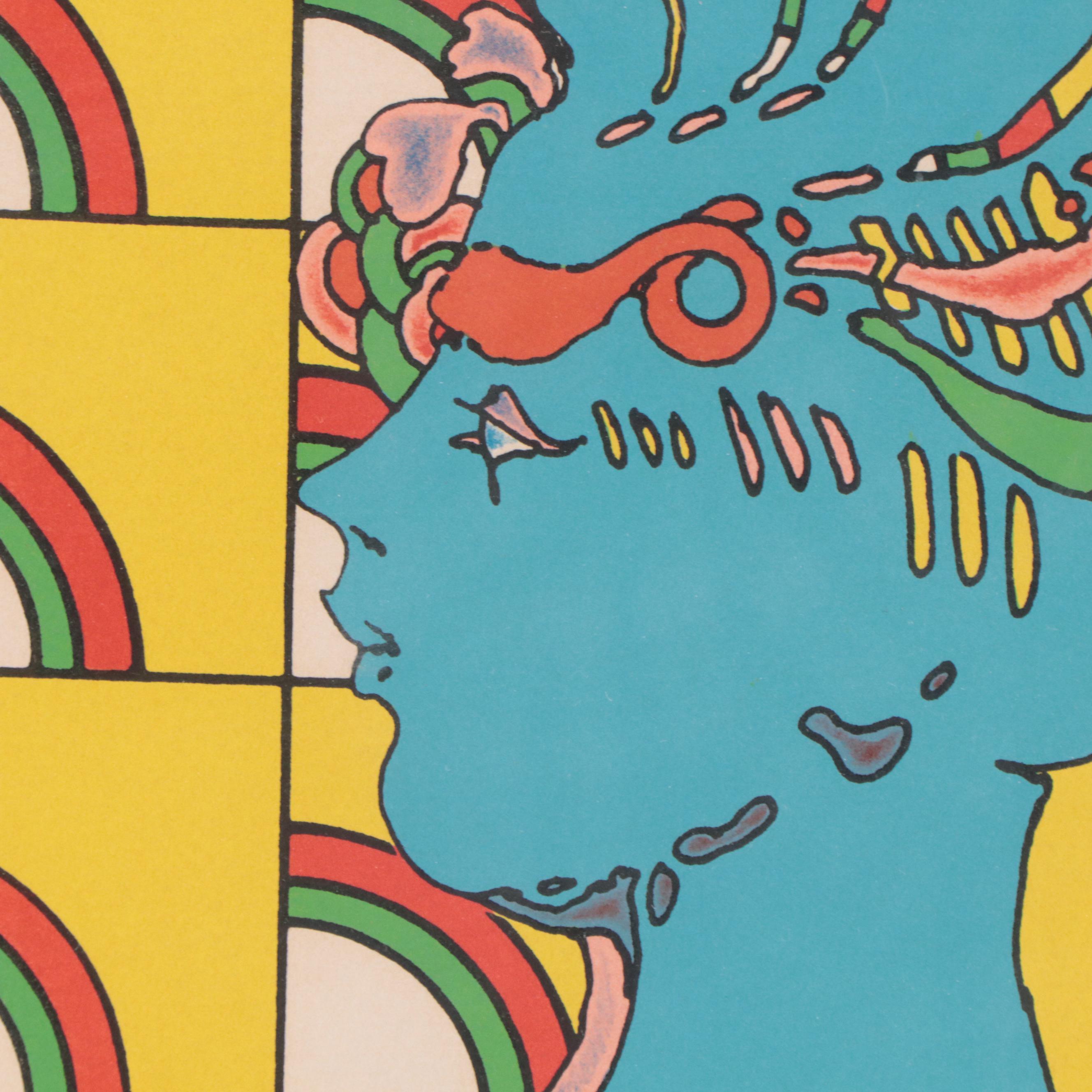 Peter Max Six-Color Lithograph "Lady on Pattern," 1976