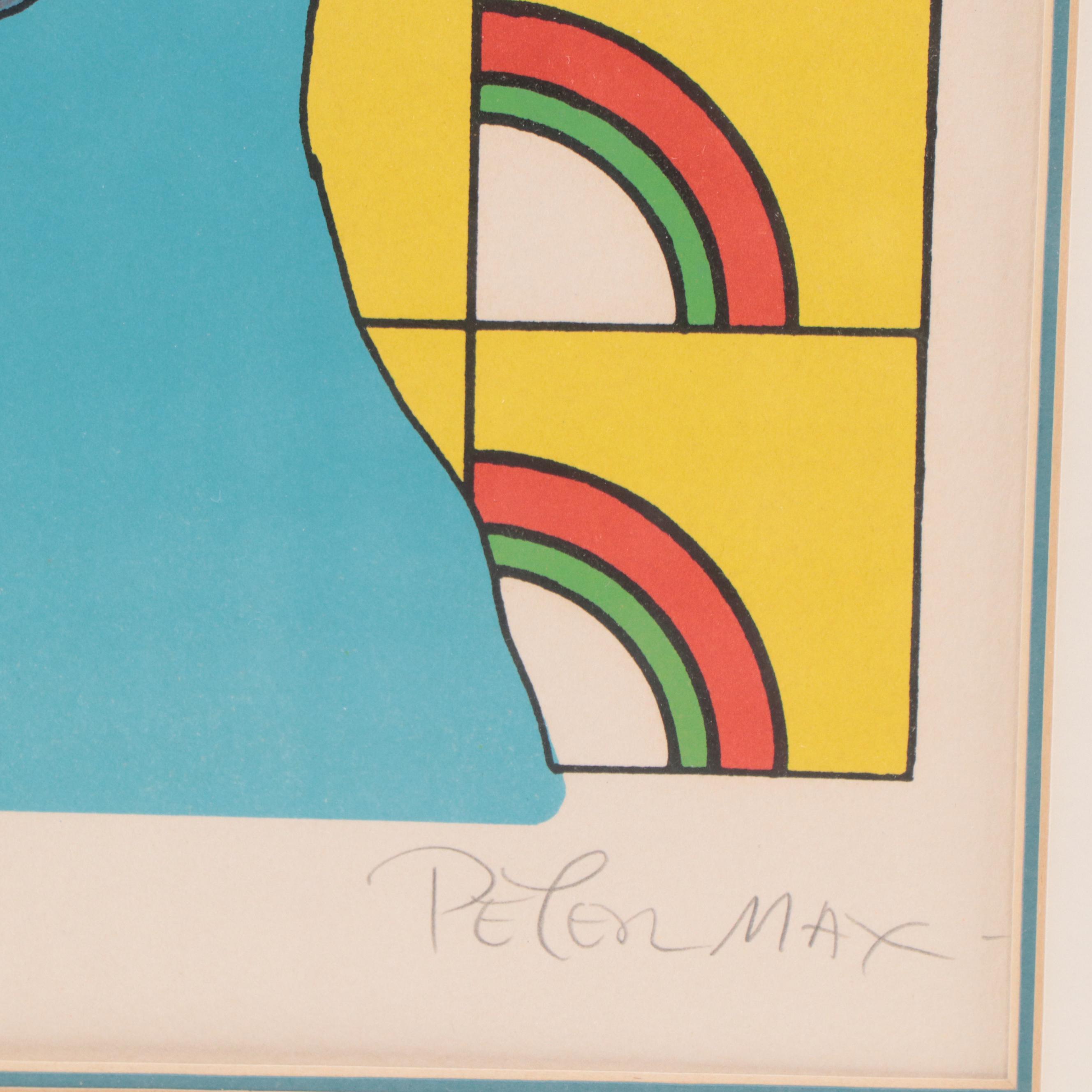 Peter Max Six-Color Lithograph "Lady on Pattern," 1976