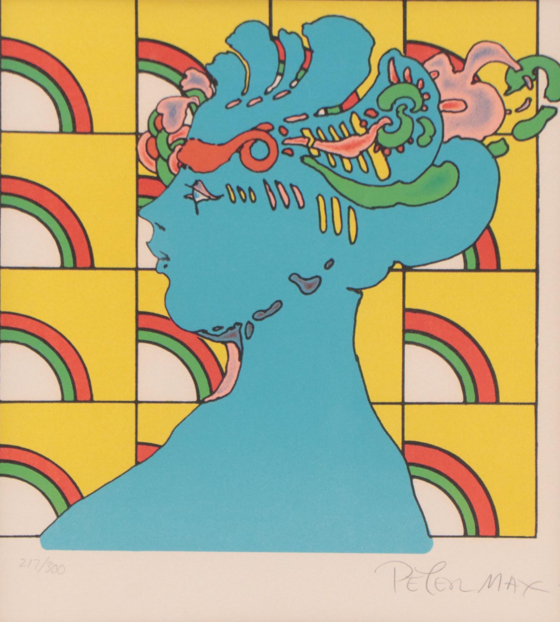 Peter Max Six-Color Lithograph "Lady on Pattern," 1976