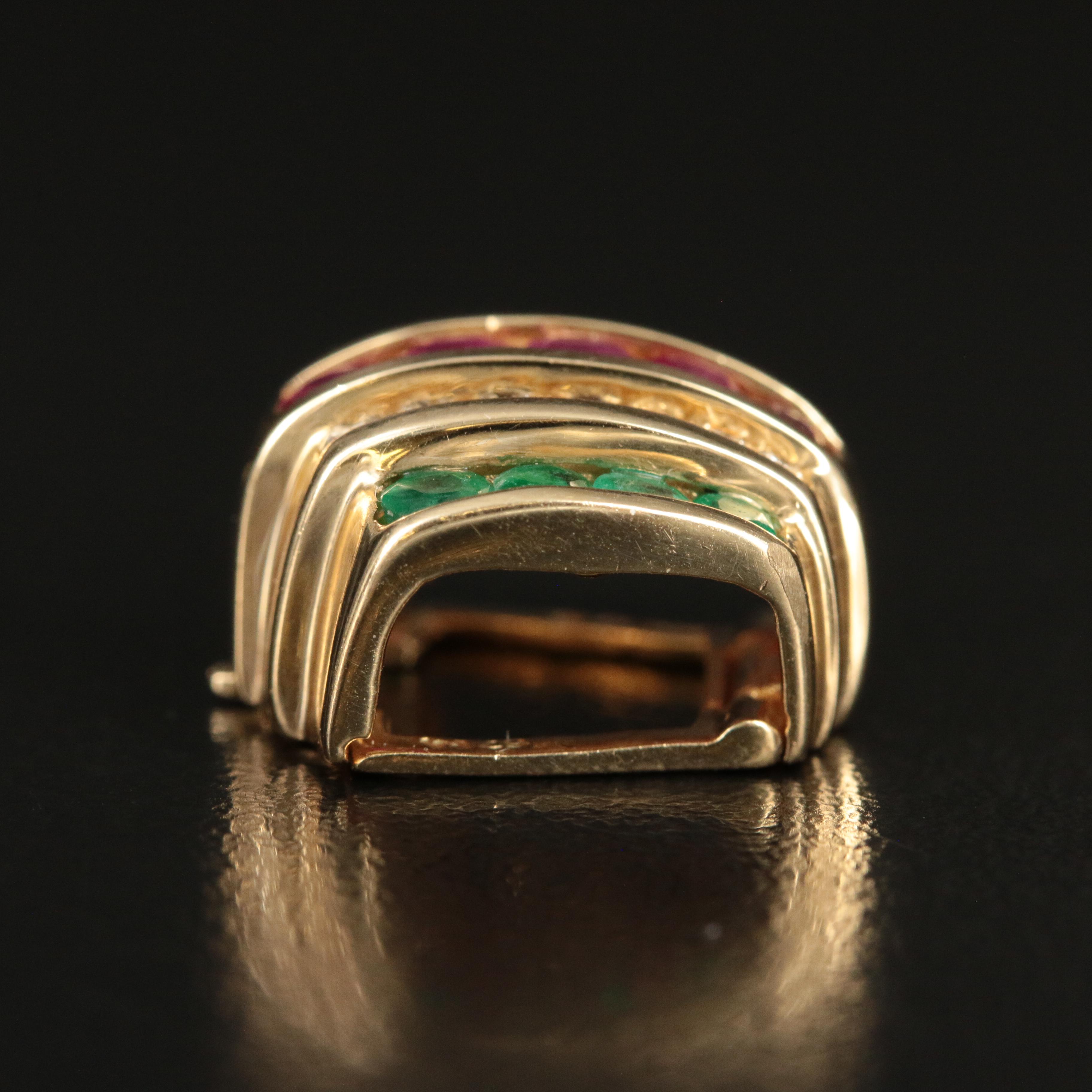 14K Ruby, Emerald, Sapphire and Diamond Slide Enhancer Pendant