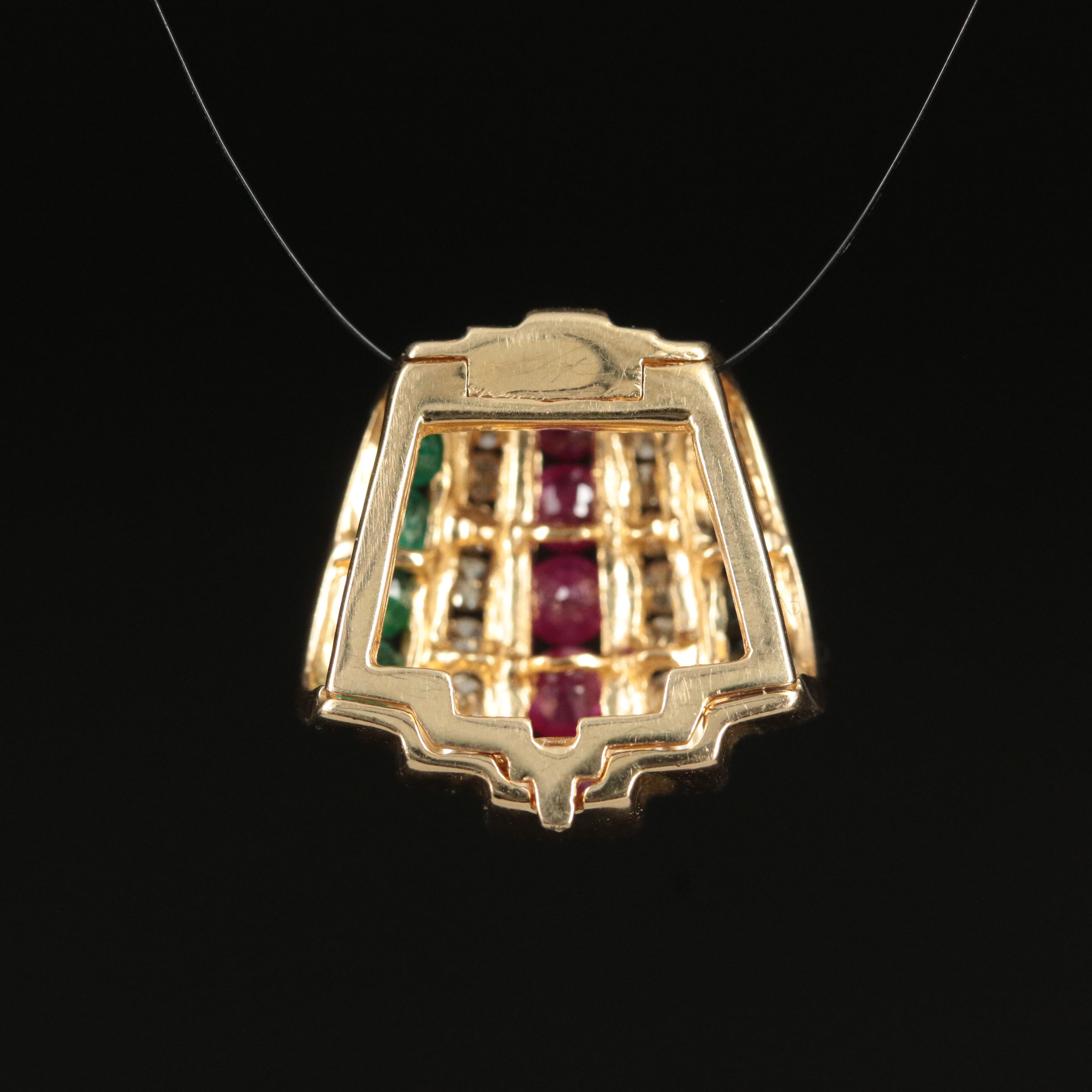 14K Ruby, Emerald, Sapphire and Diamond Slide Enhancer Pendant