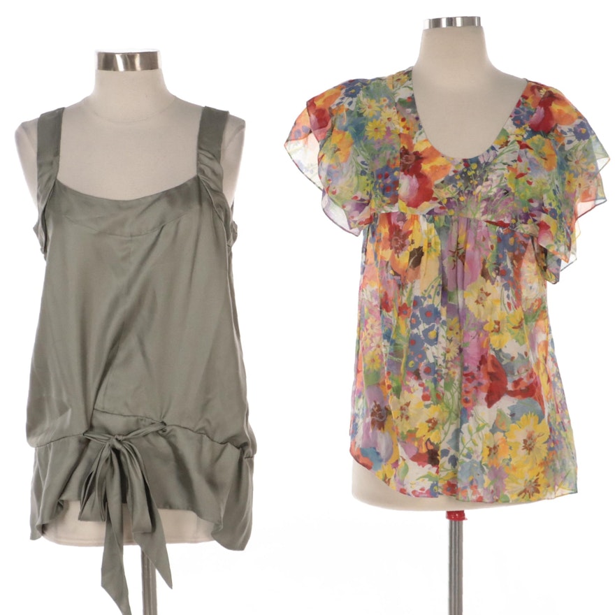 Stella McCartney Floral Print Blouse and Chloé Silk Sleeveless Top with Tie Belt