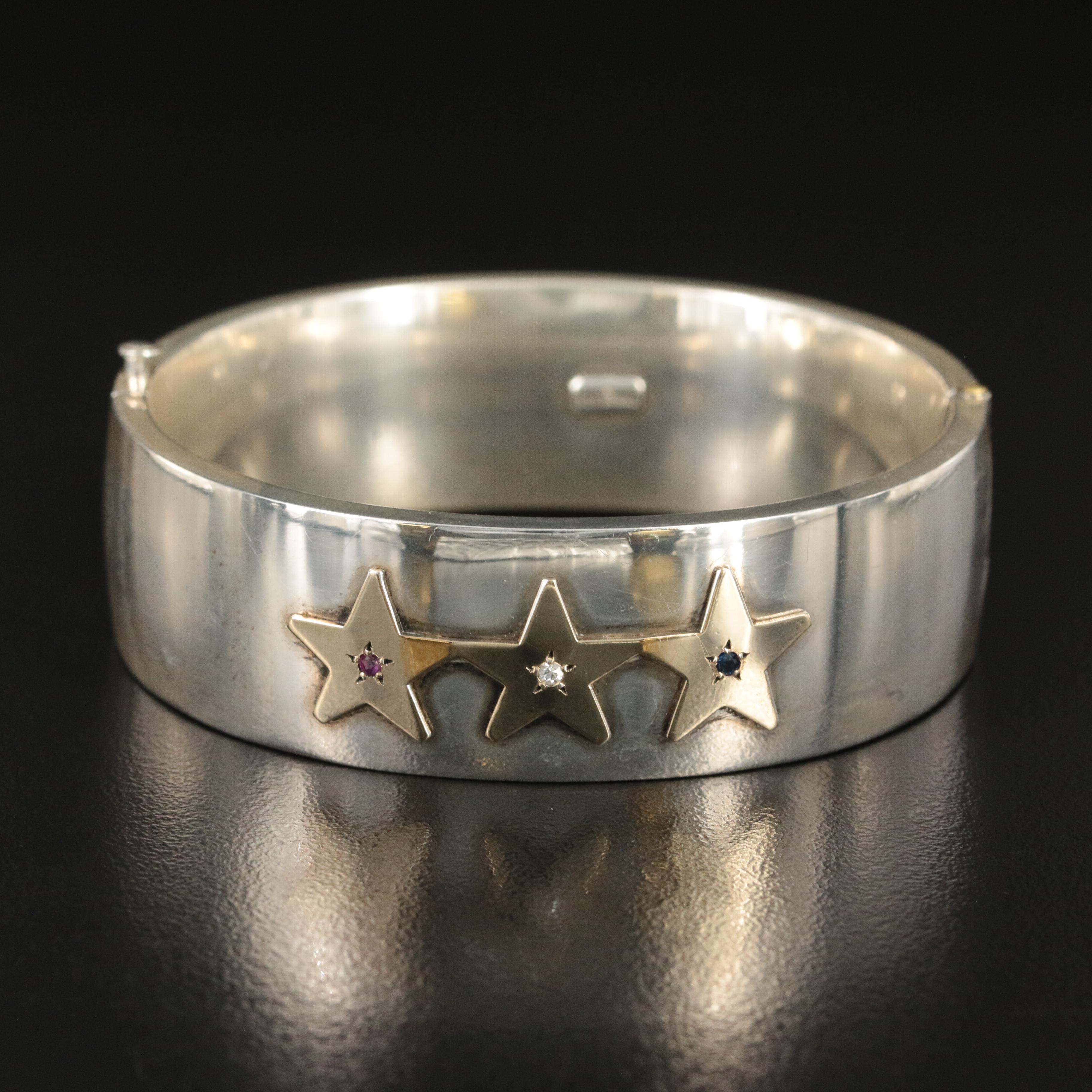 Tiffany & Co. Sterling Bicentennial Edition "Star Spangled" Bangle Bracelet