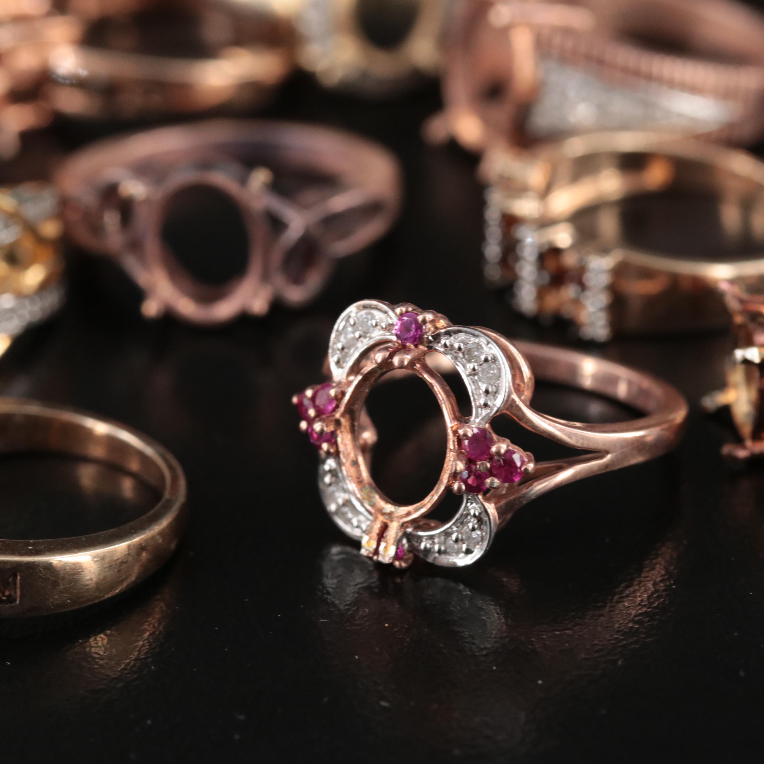 Sterling Scrap Lot Featuring Diamond, Cubic Zirconia and Fire Opal