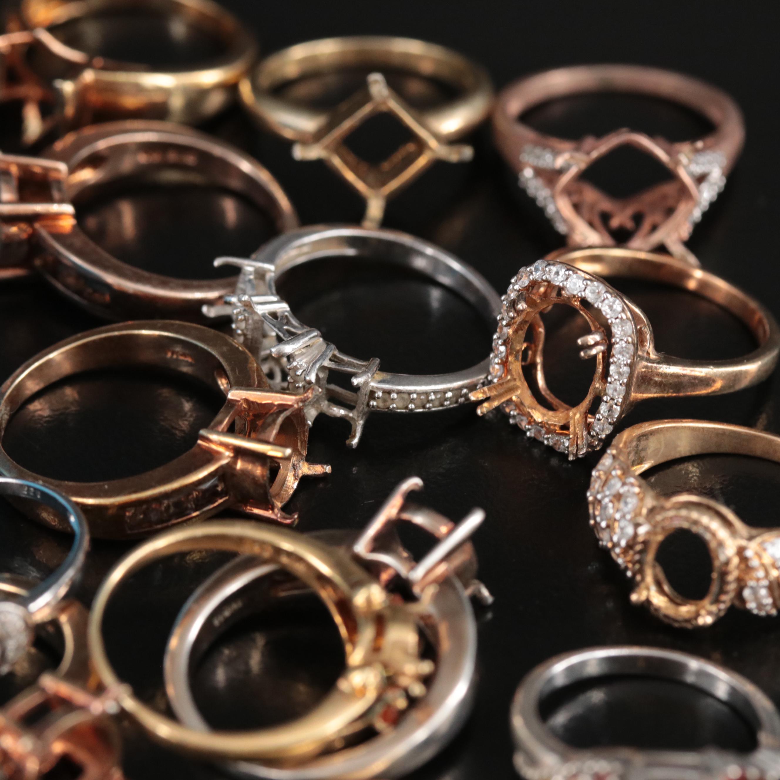 Sterling Scrap Lot Featuring Diamond, Cubic Zirconia and Fire Opal